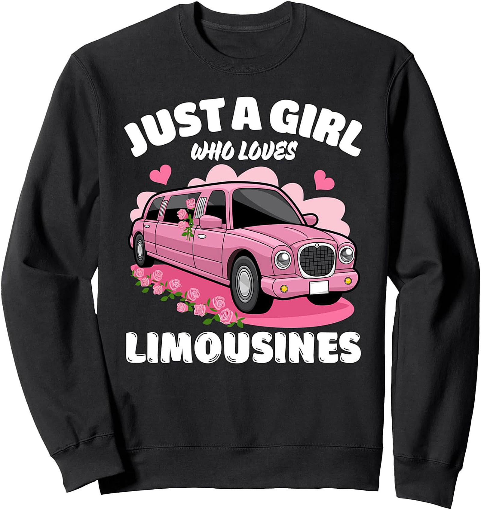 Pink Limo Lover Graphic Crewneck Sweatshirt