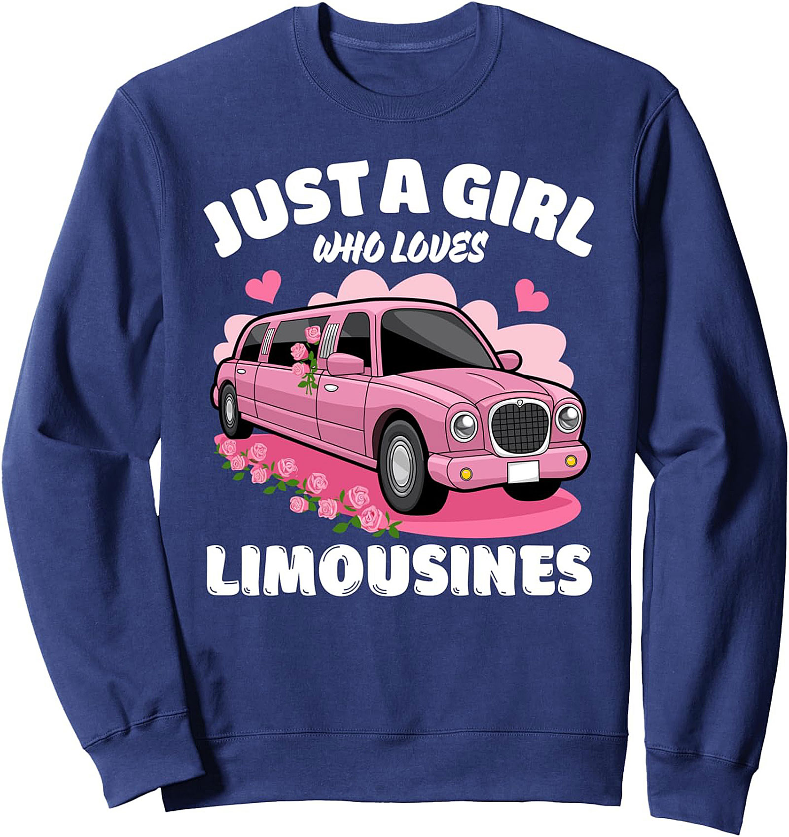 Pink Limo Lover Graphic Crewneck Sweatshirt	