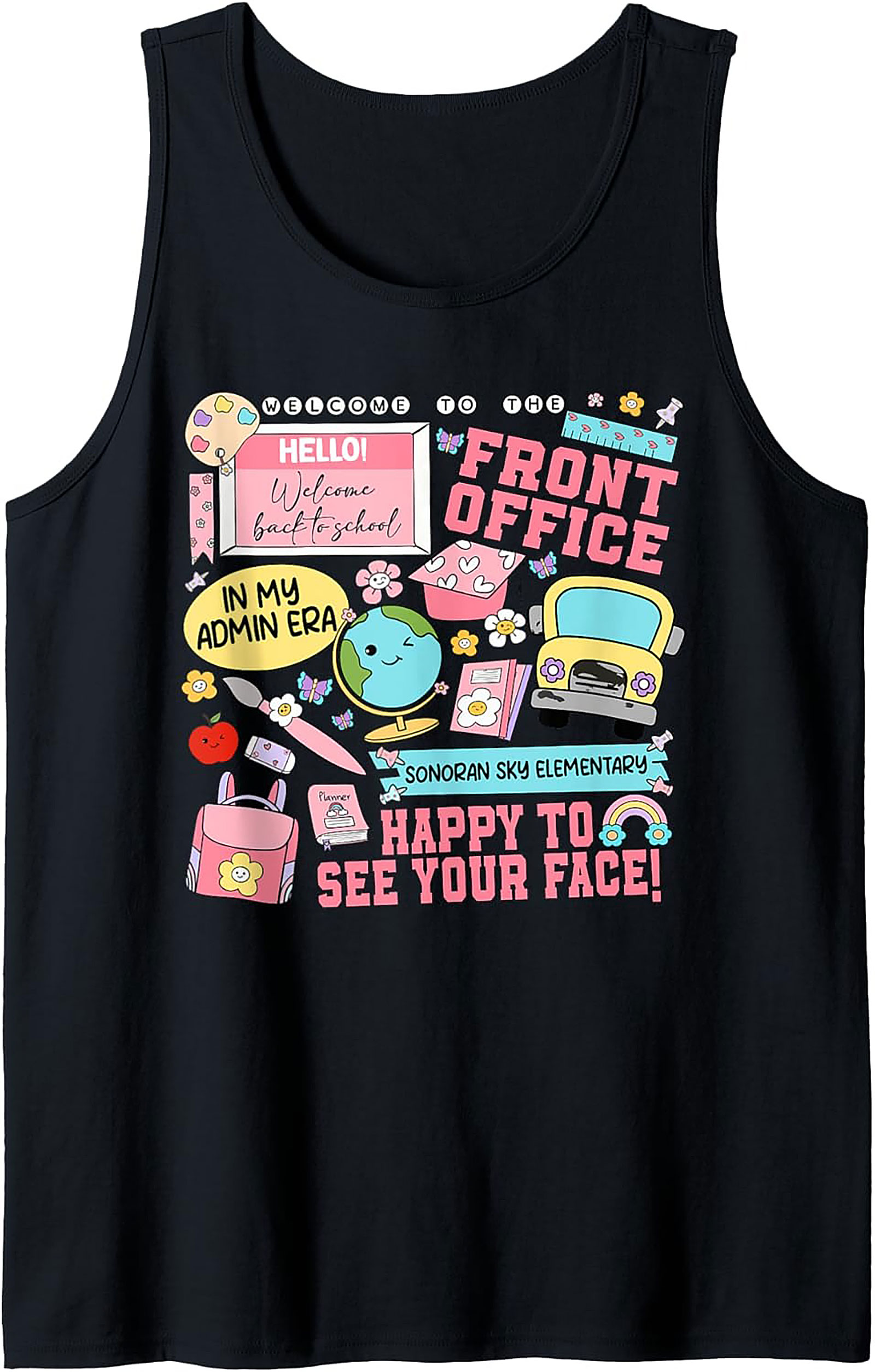 Front Office Graphic Tank Top | In My Admin Era School Secretary Sleeveless Shirt