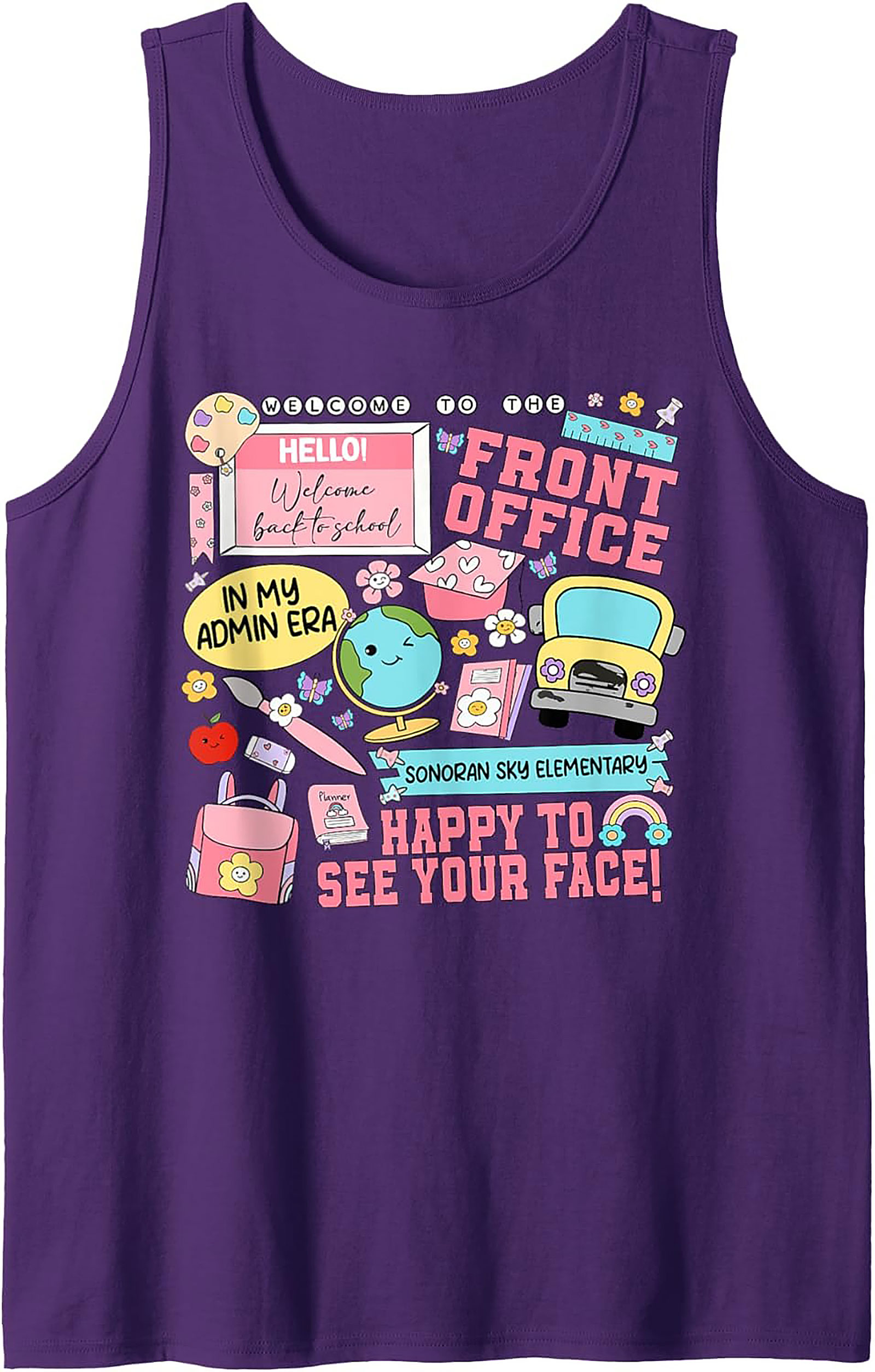 Front Office Graphic Tank Top | In My Admin Era School Secretary Sleeveless Shirt