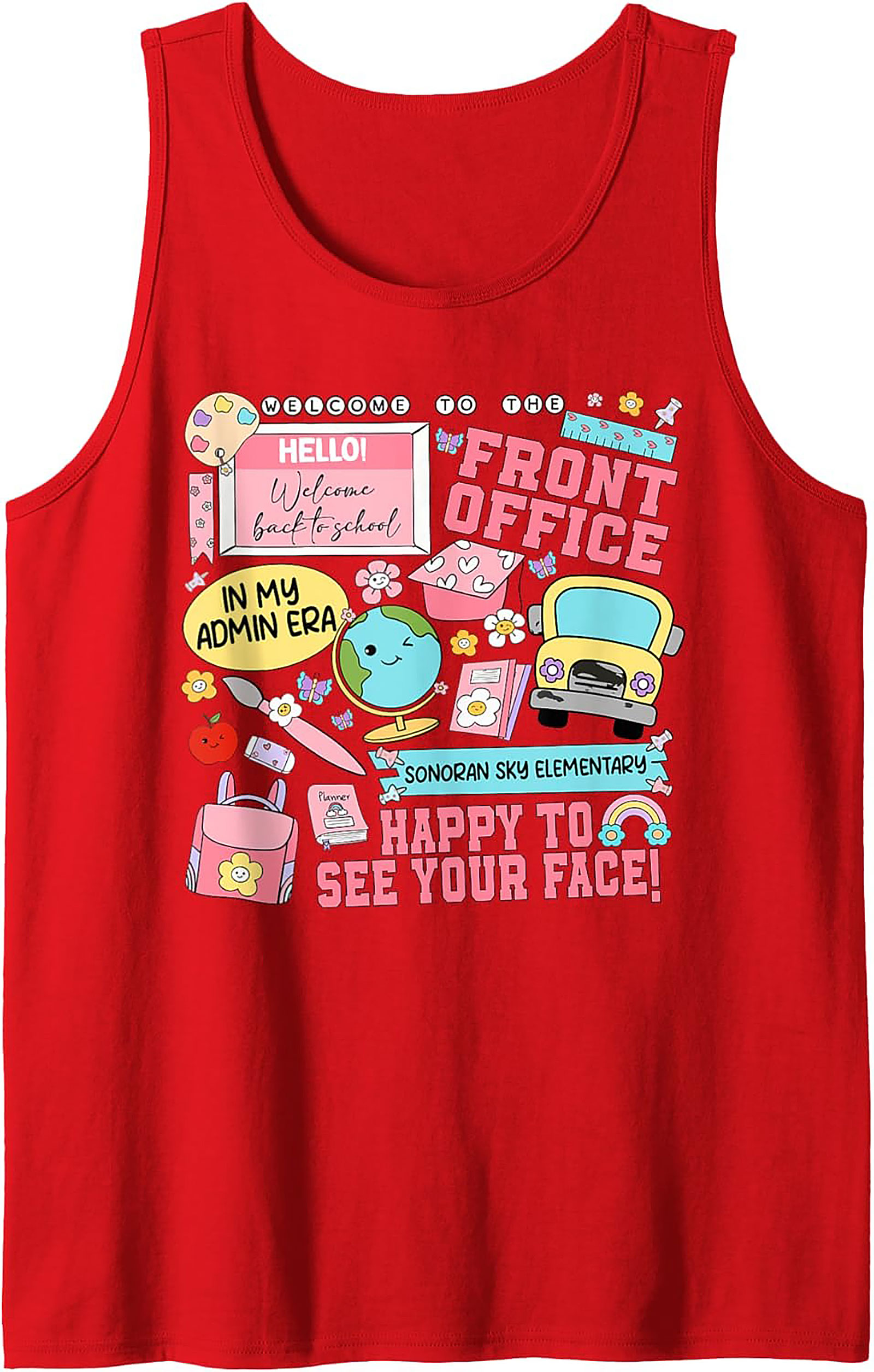 Front Office Graphic Tank Top | In My Admin Era School Secretary Sleeveless Shirt