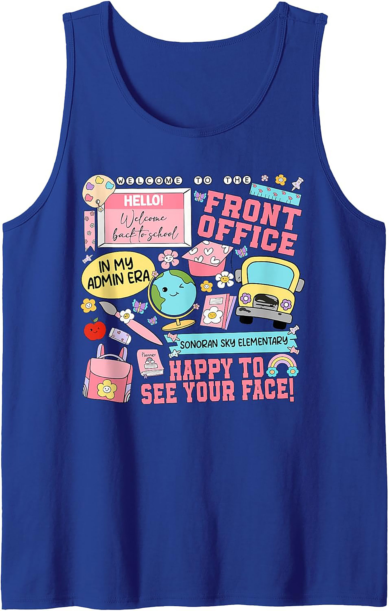 Front Office Graphic Tank Top | In My Admin Era School Secretary Sleeveless Shirt