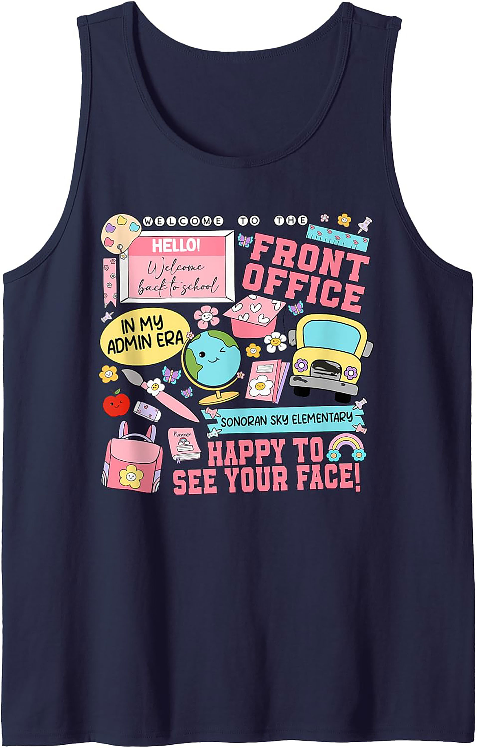 Front Office Graphic Tank Top | In My Admin Era School Secretary Sleeveless Shirt