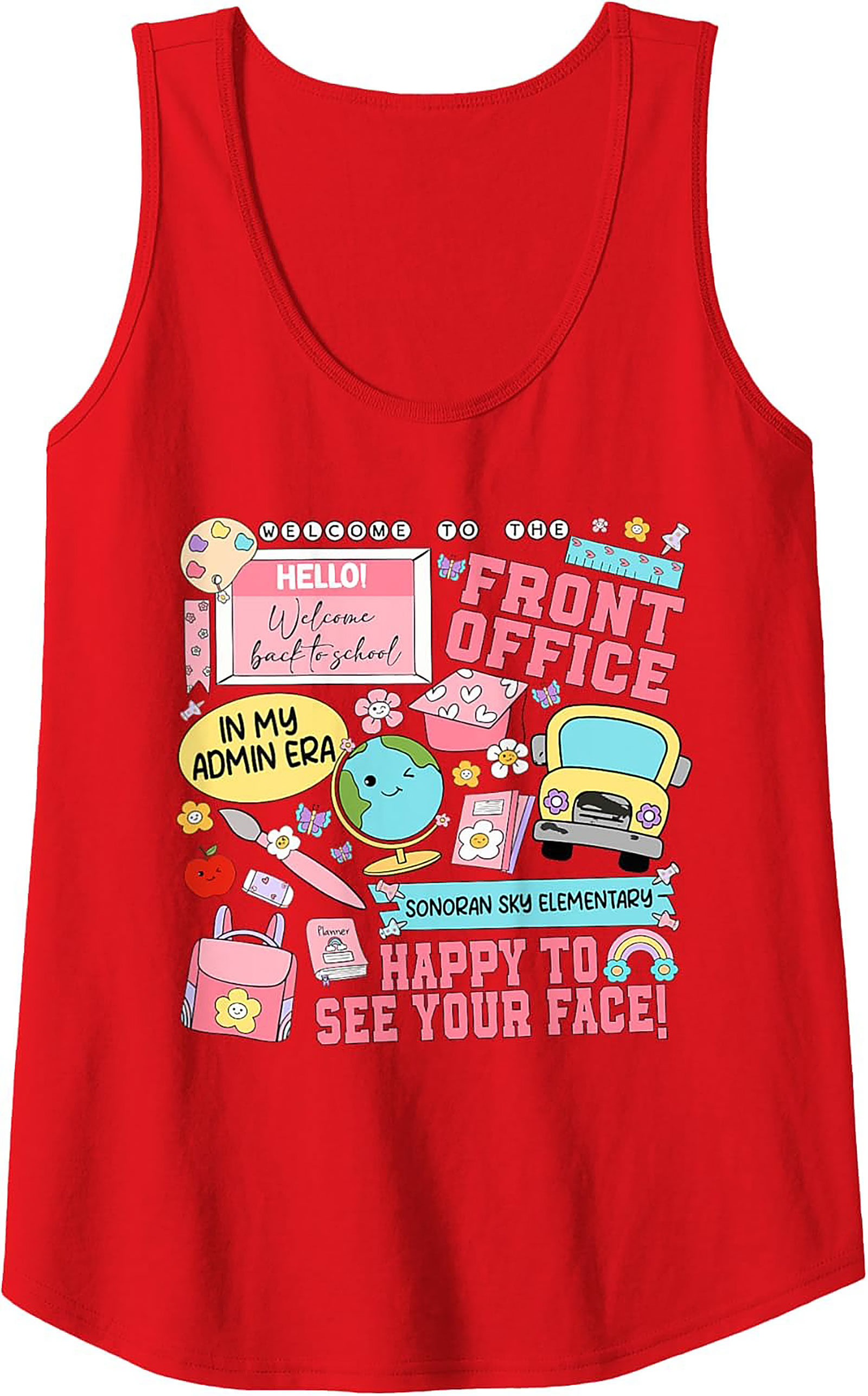 Front Office Graphic Tank Top | In My Admin Era School Secretary Sleeveless Shirt