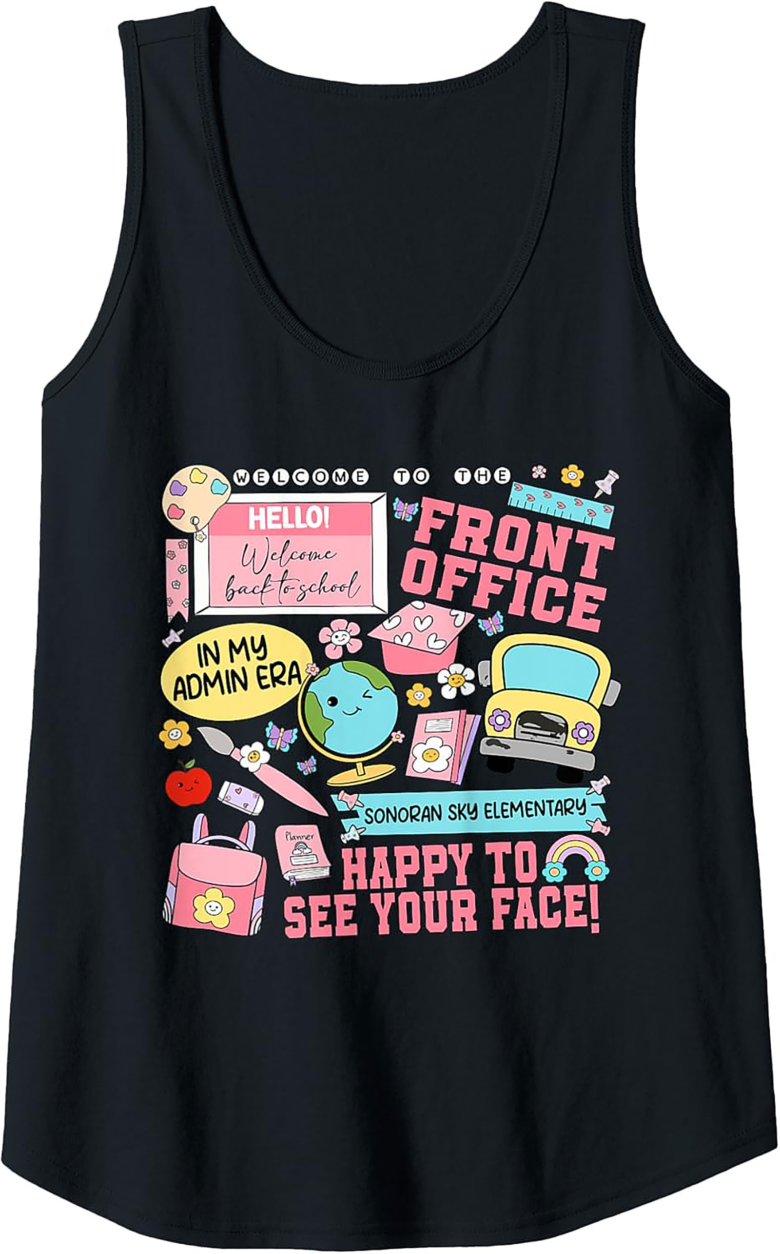 Front Office Graphic Tank Top | In My Admin Era School Secretary Sleeveless Shirt