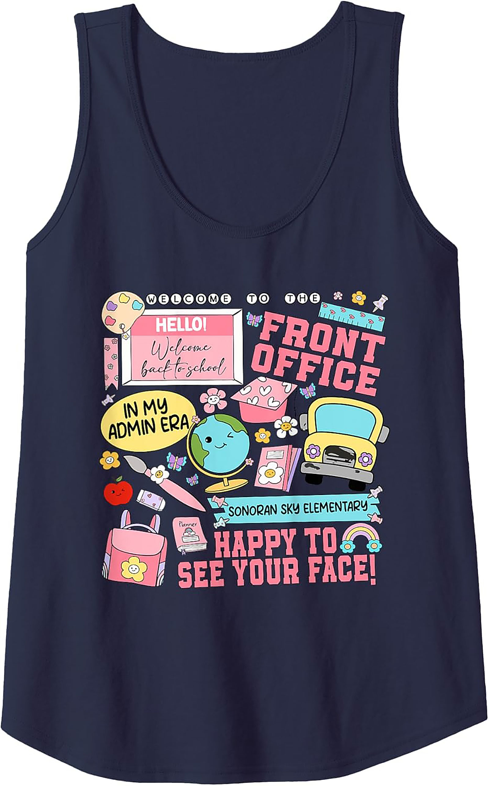 Front Office Graphic Tank Top | In My Admin Era School Secretary Sleeveless Shirt