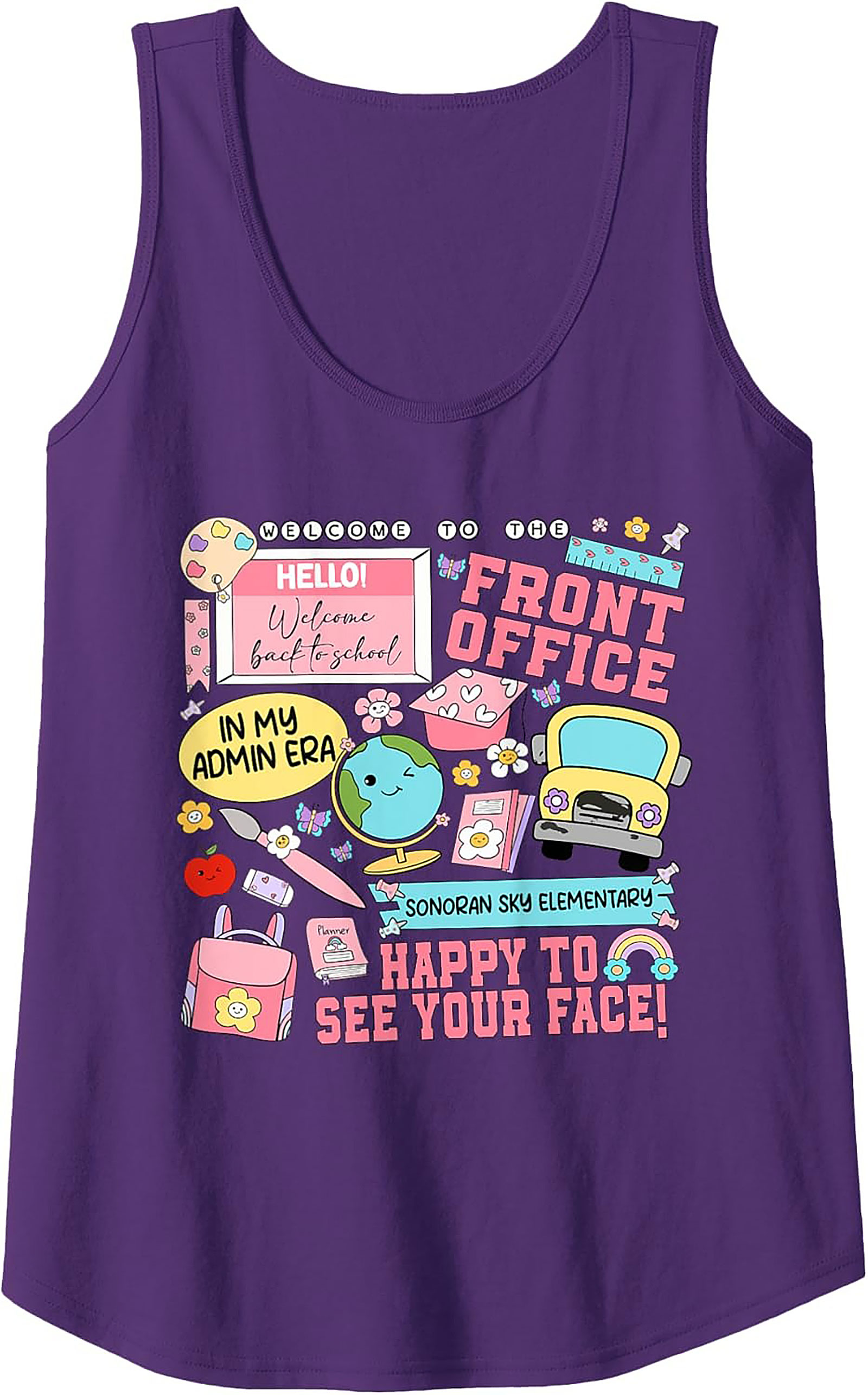 Front Office Graphic Tank Top | In My Admin Era School Secretary Sleeveless Shirt