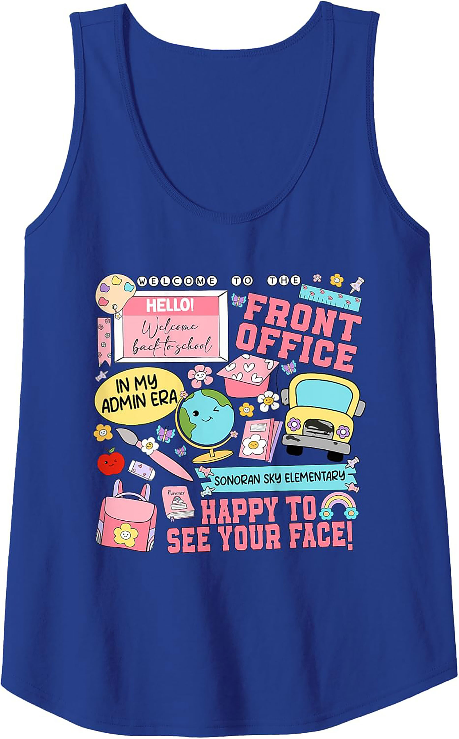 Front Office Graphic Tank Top | In My Admin Era School Secretary Sleeveless Shirt