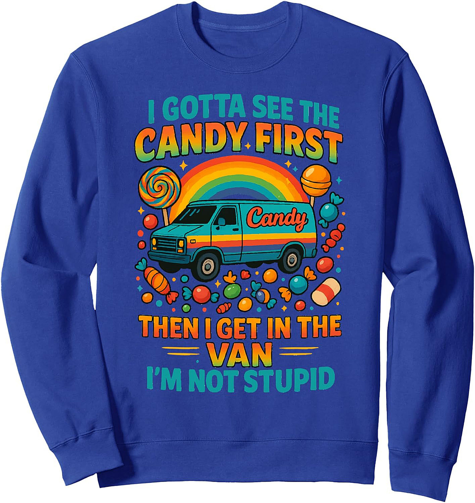Dark Humor Crewneck Sweatshirt Candy Van Retro Pullover