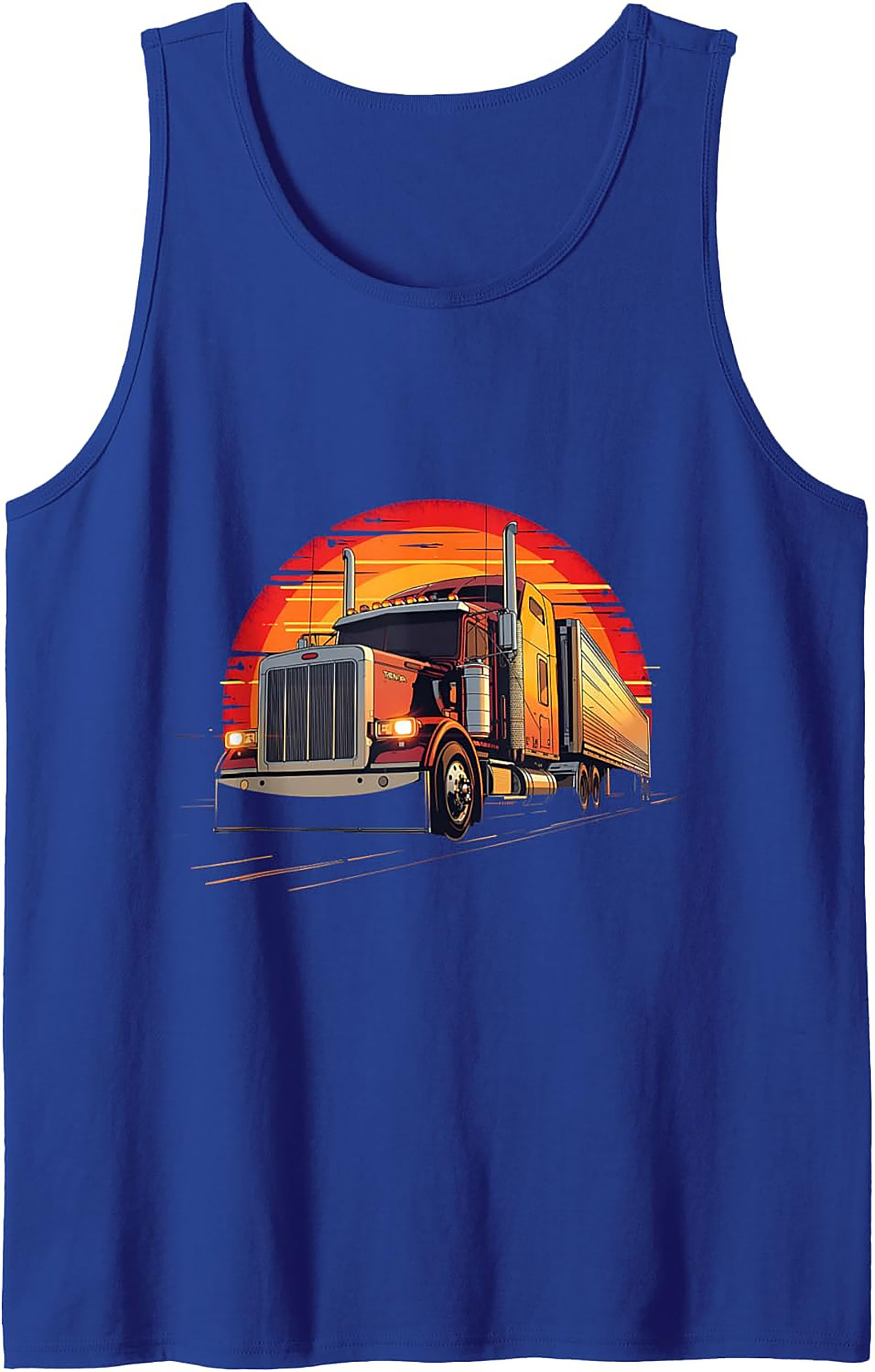 Vintage Sunset Trucker Graphic Tank – Big Rig Sleeveless Shirt