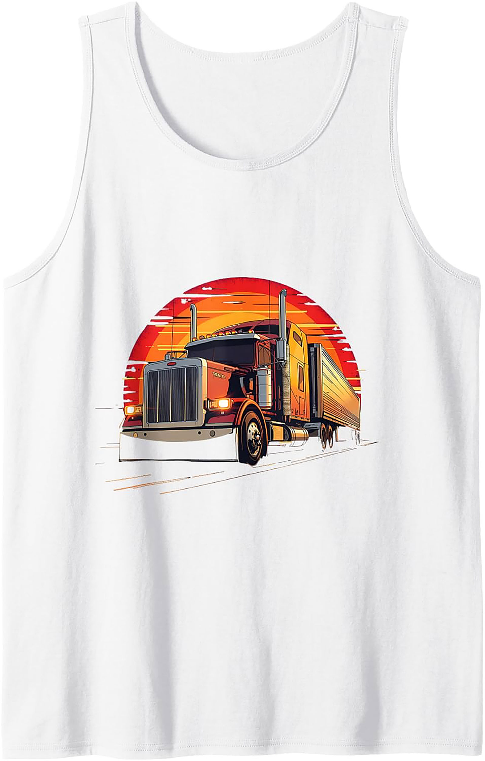 Vintage Sunset Trucker Graphic Tank – Big Rig Sleeveless Shirt