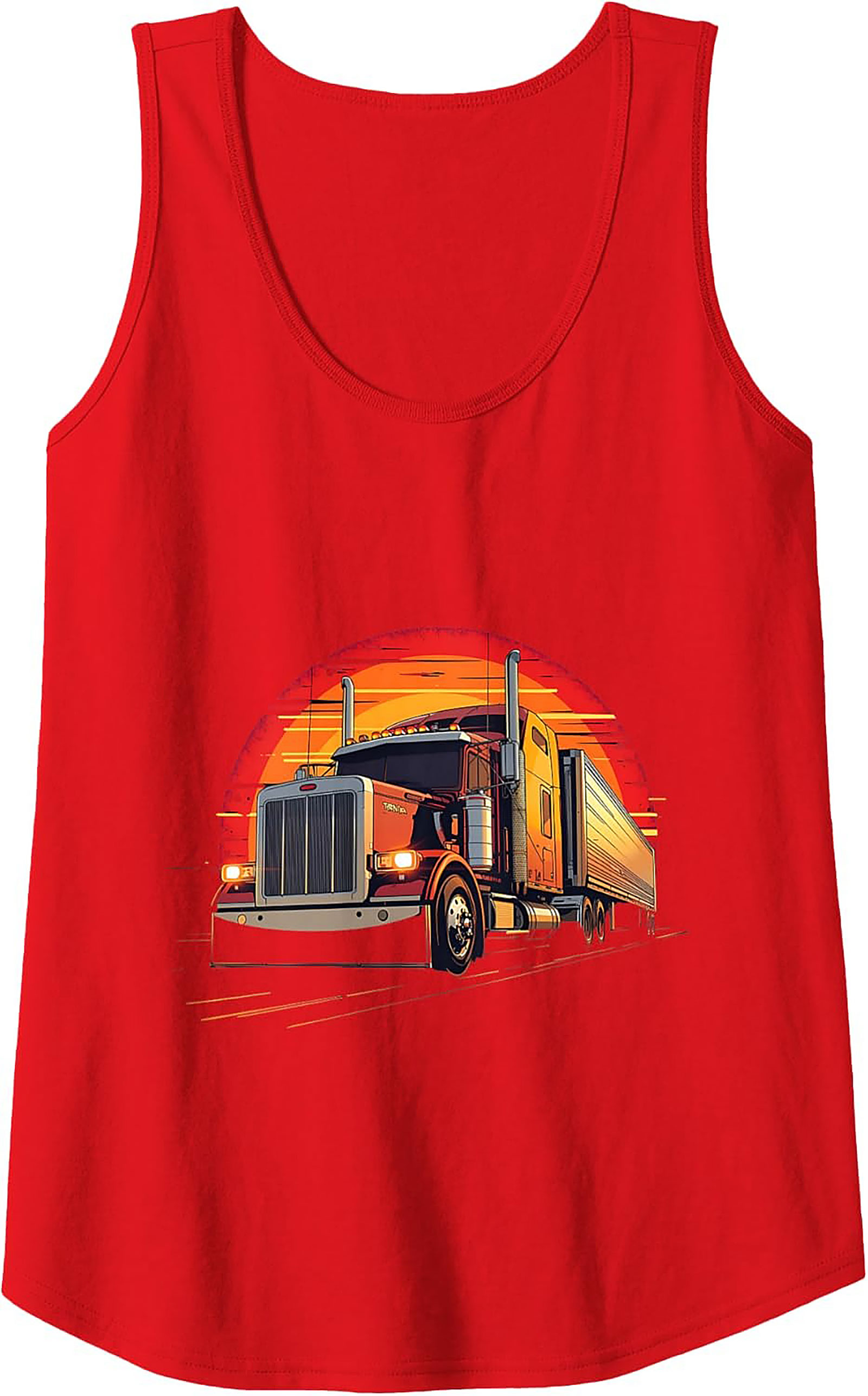 Vintage Sunset Trucker Graphic Tank – Big Rig Sleeveless Shirt