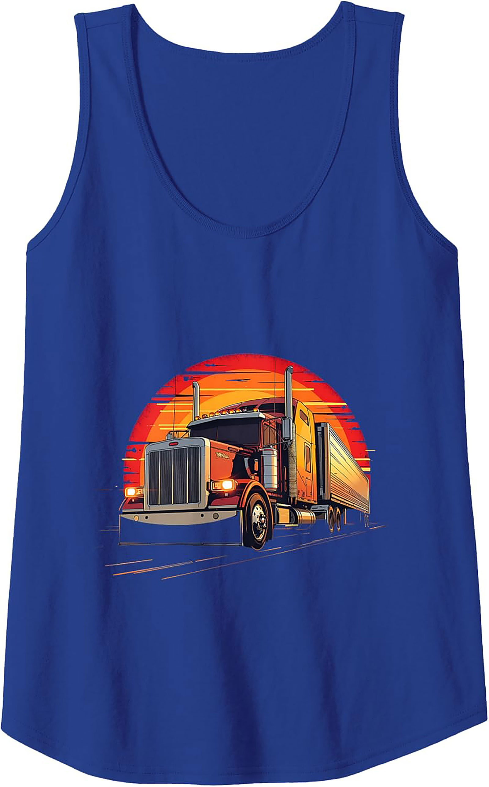 Vintage Sunset Trucker Graphic Tank – Big Rig Sleeveless Shirt