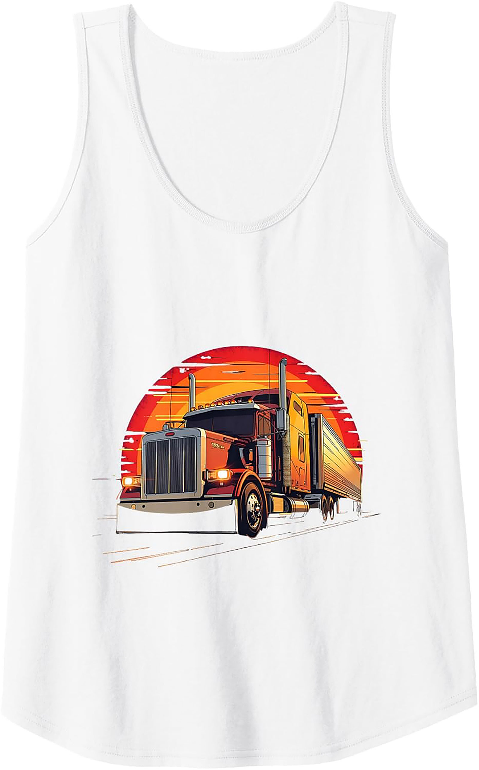 Vintage Sunset Trucker Graphic Tank – Big Rig Sleeveless Shirt