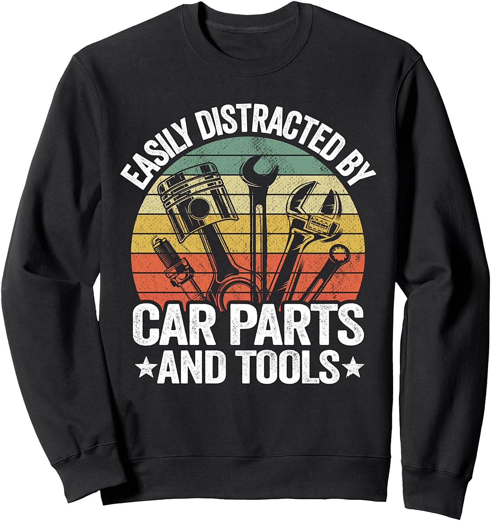 Mechanic Sweatshirt Easily Distracted By Car Parts & Tools