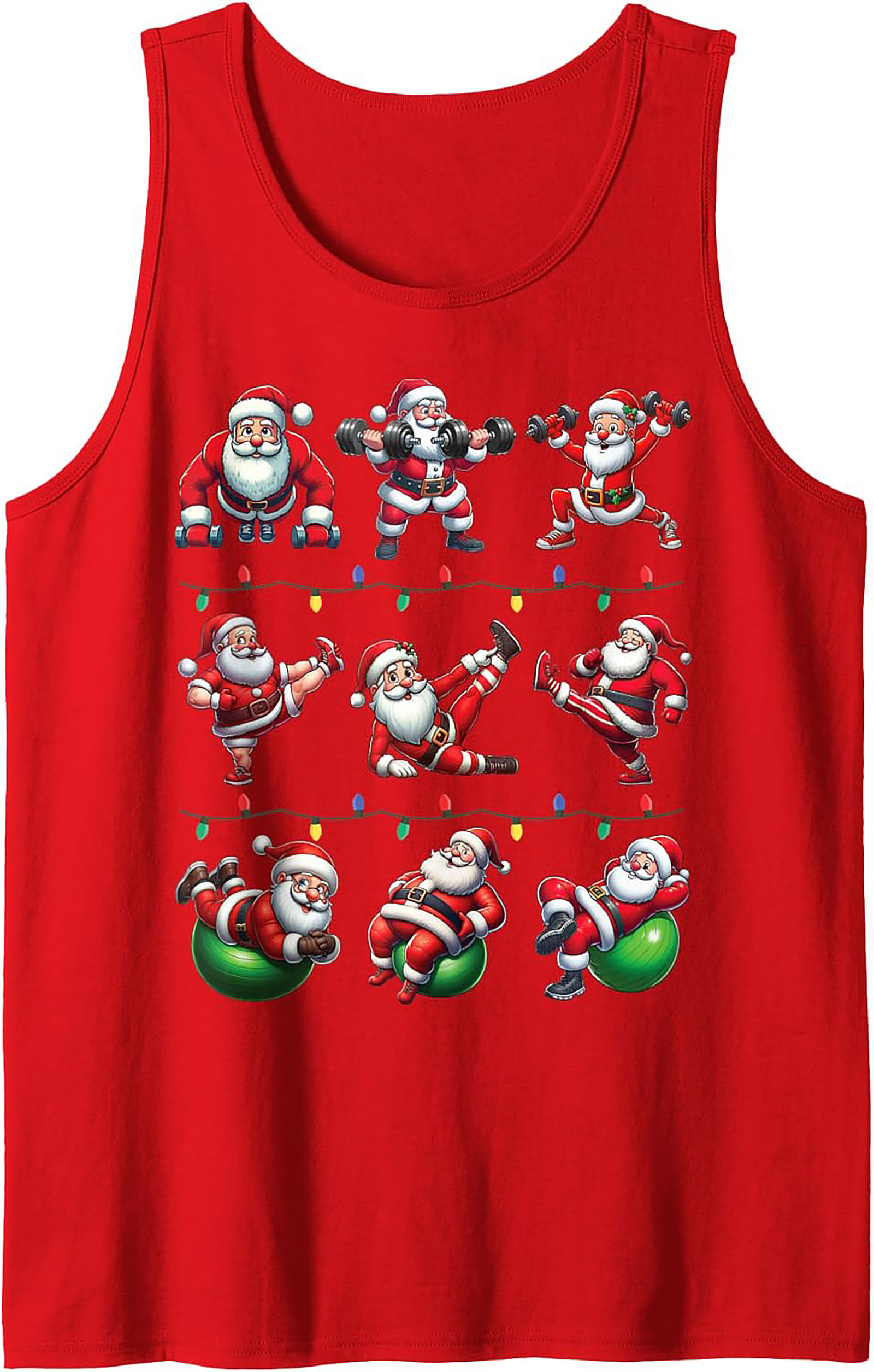 Gains Santa Workout Graphic Tank Top Christmas Shirt