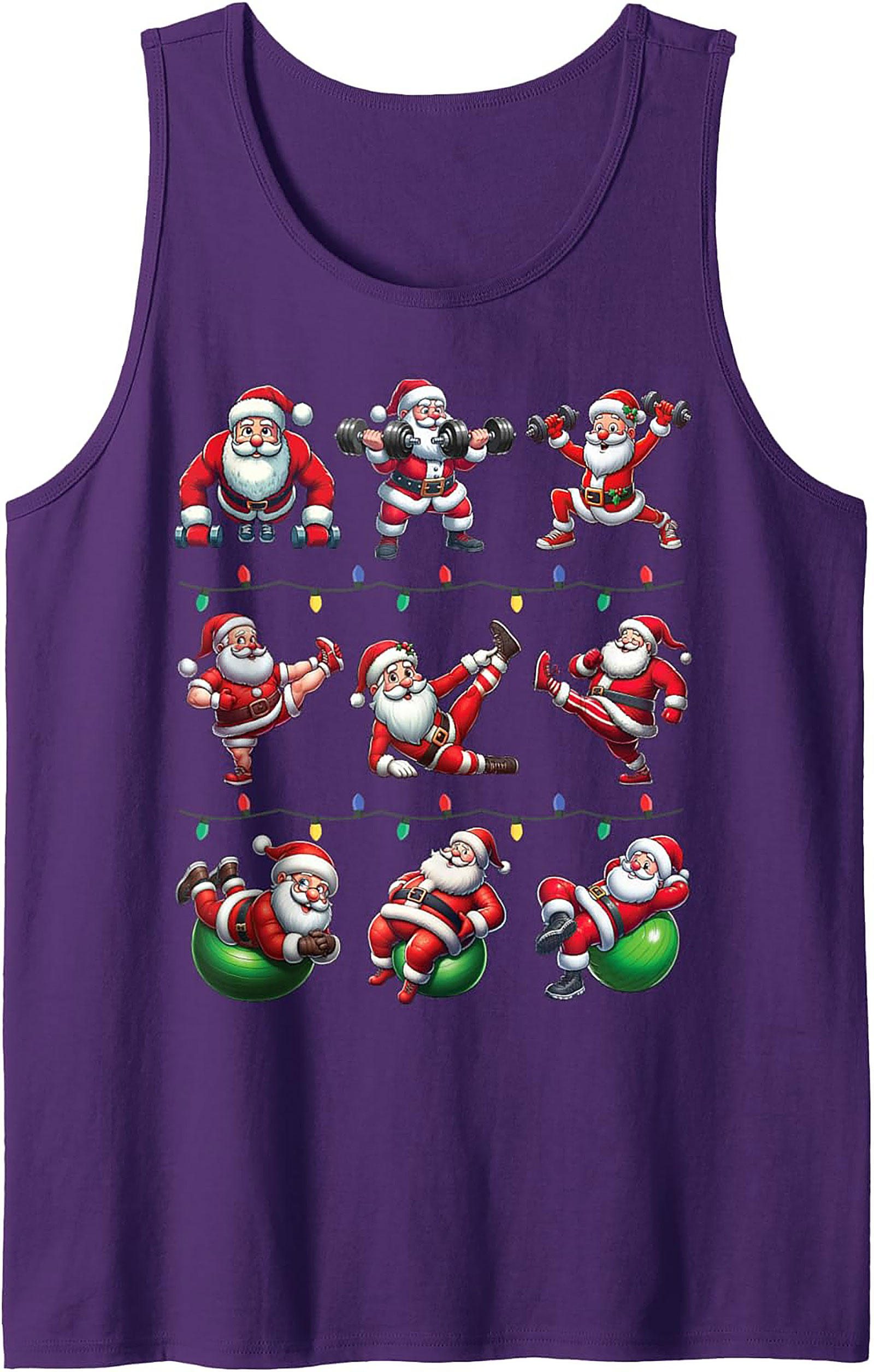 Gains Santa Workout Graphic Tank Top Christmas Shirt