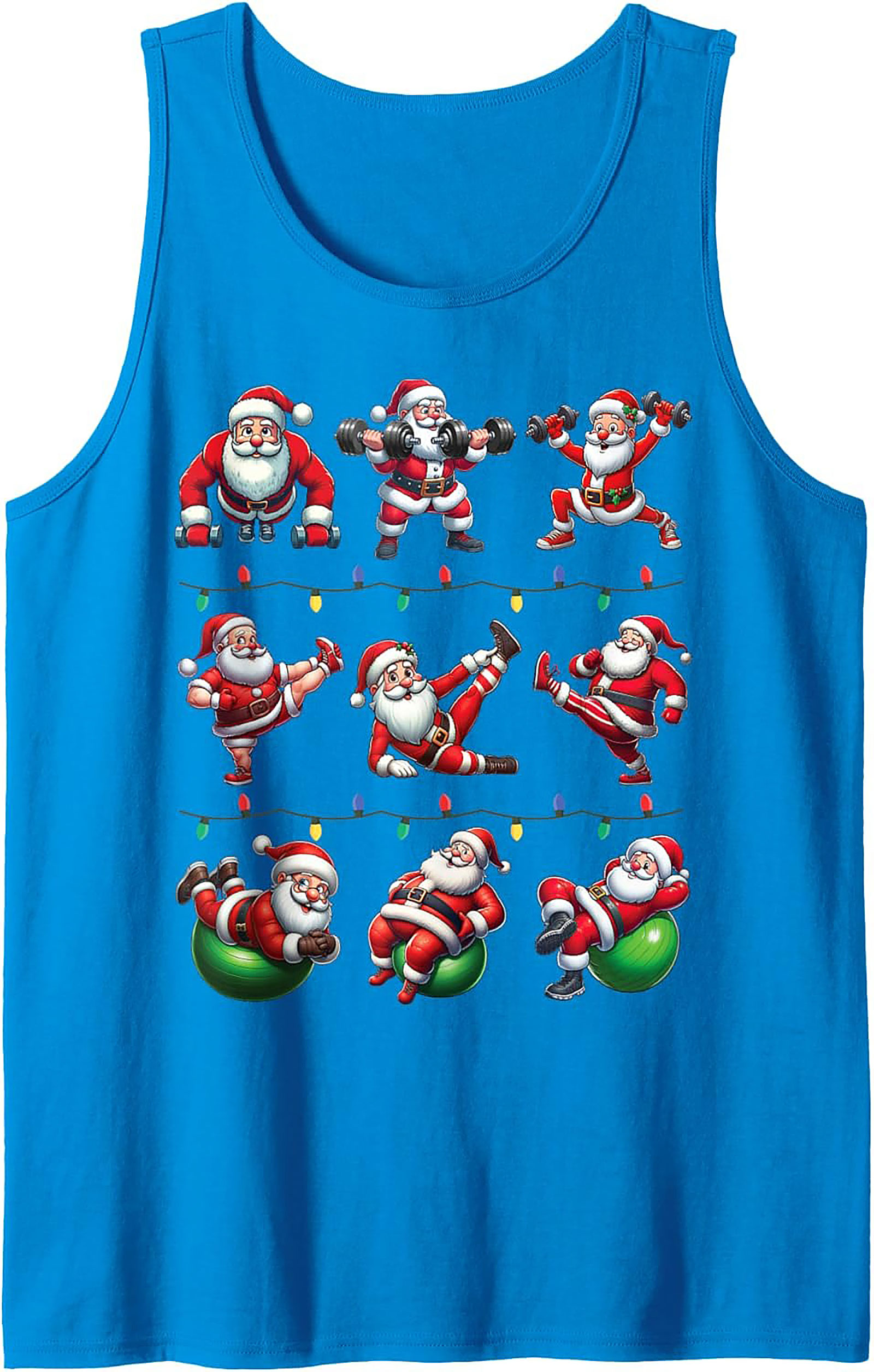 Gains Santa Workout Graphic Tank Top Christmas Shirt