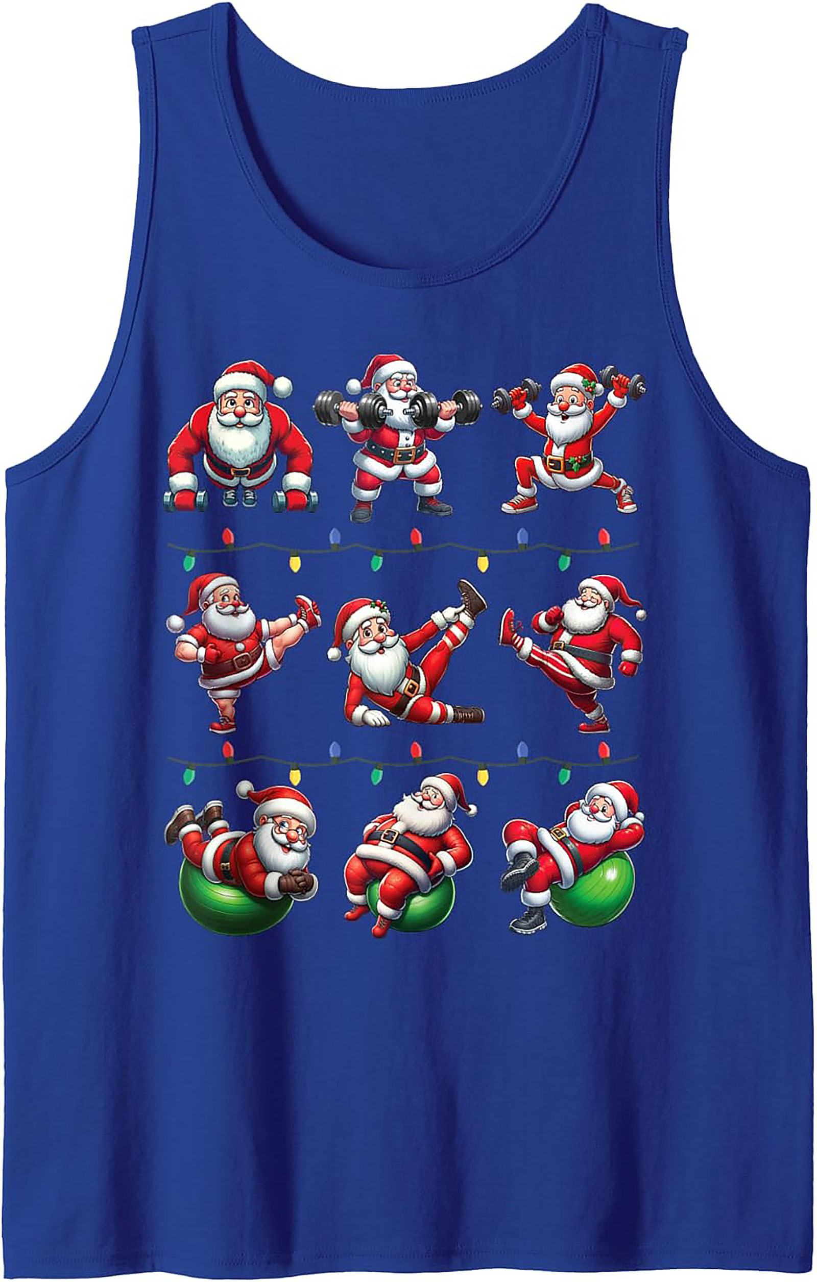 Gains Santa Workout Graphic Tank Top Christmas Shirt