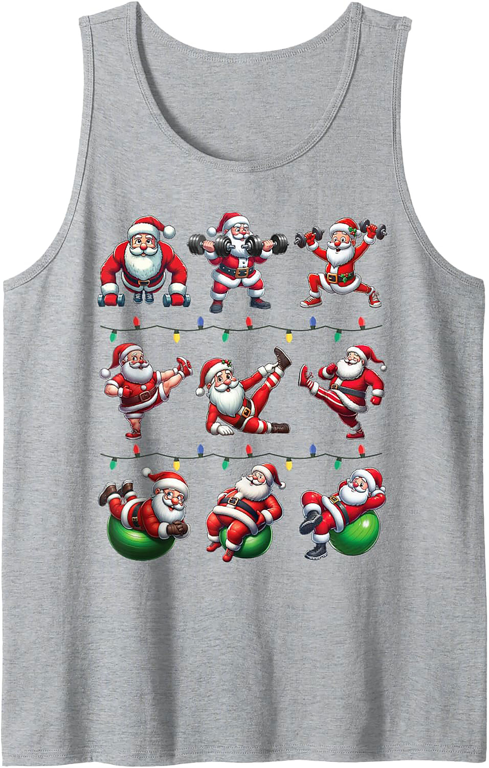 Gains Santa Workout Graphic Tank Top Christmas Shirt