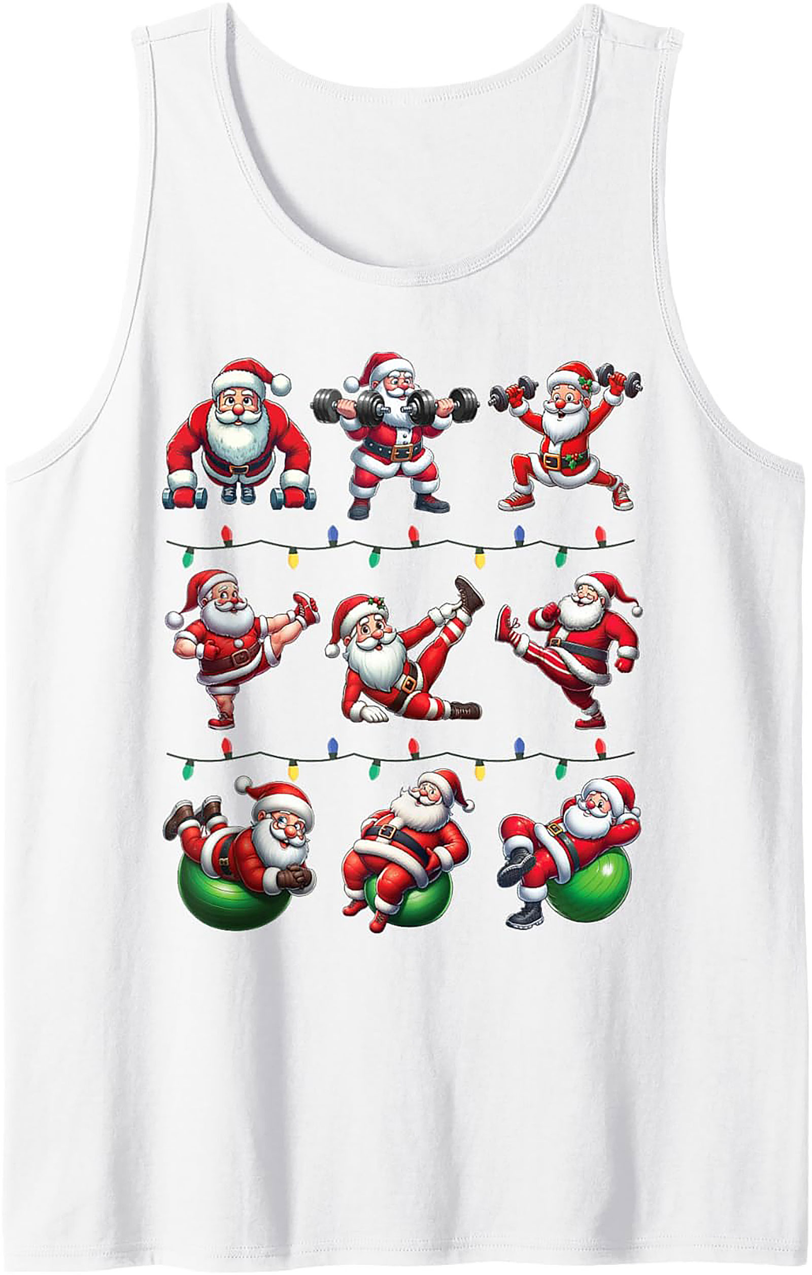 Gains Santa Workout Graphic Tank Top Christmas Shirt
