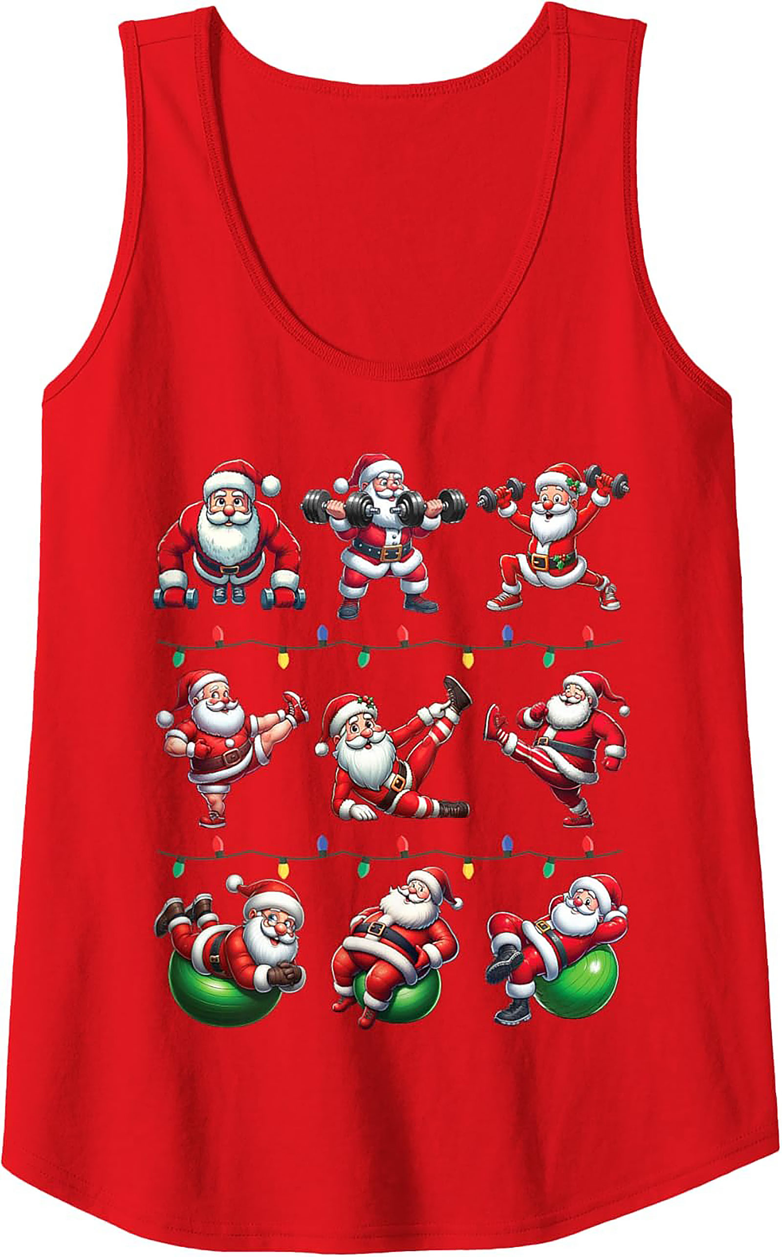 Gains Santa Workout Graphic Tank Top Christmas Shirt