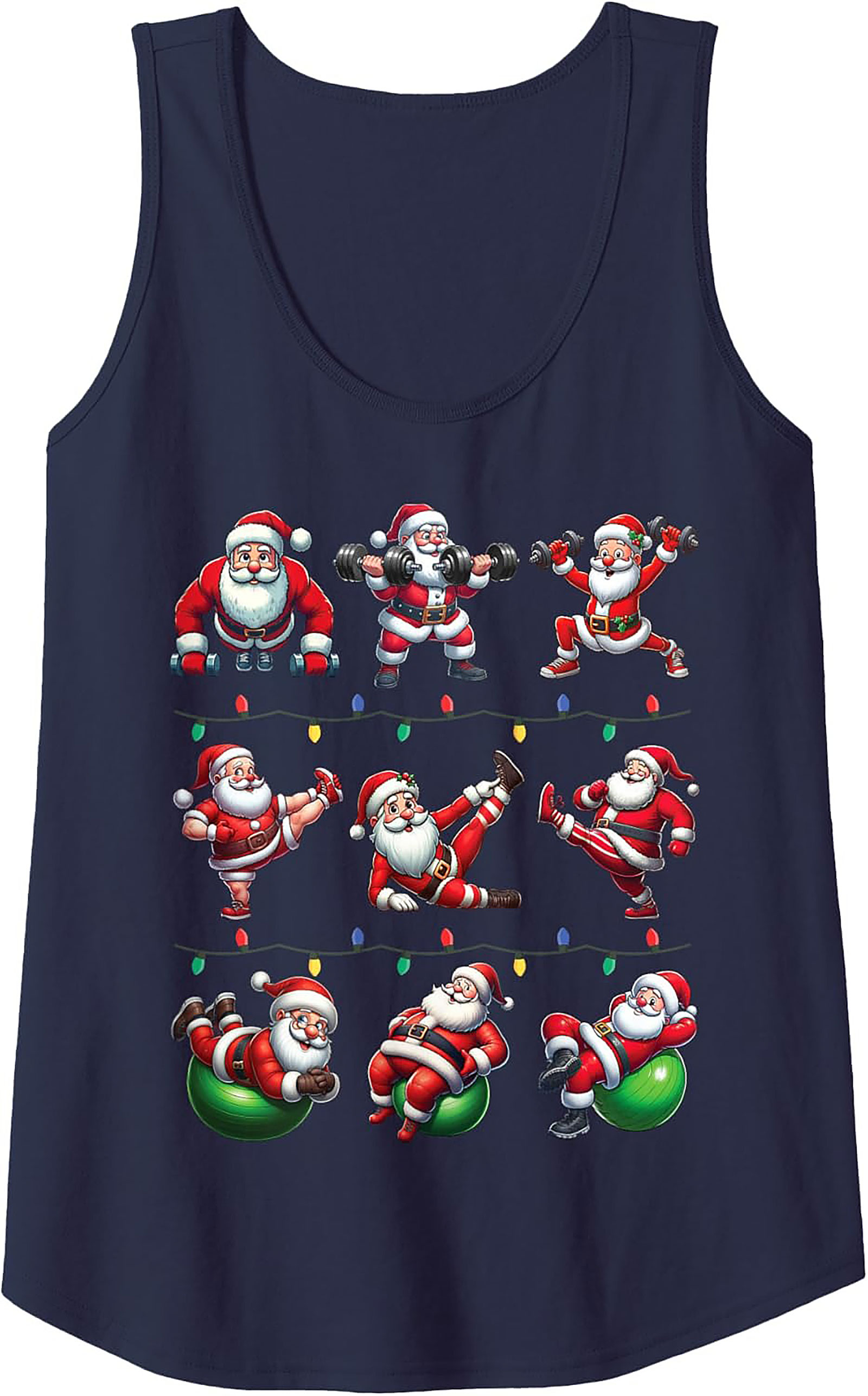 Gains Santa Workout Graphic Tank Top Christmas Shirt