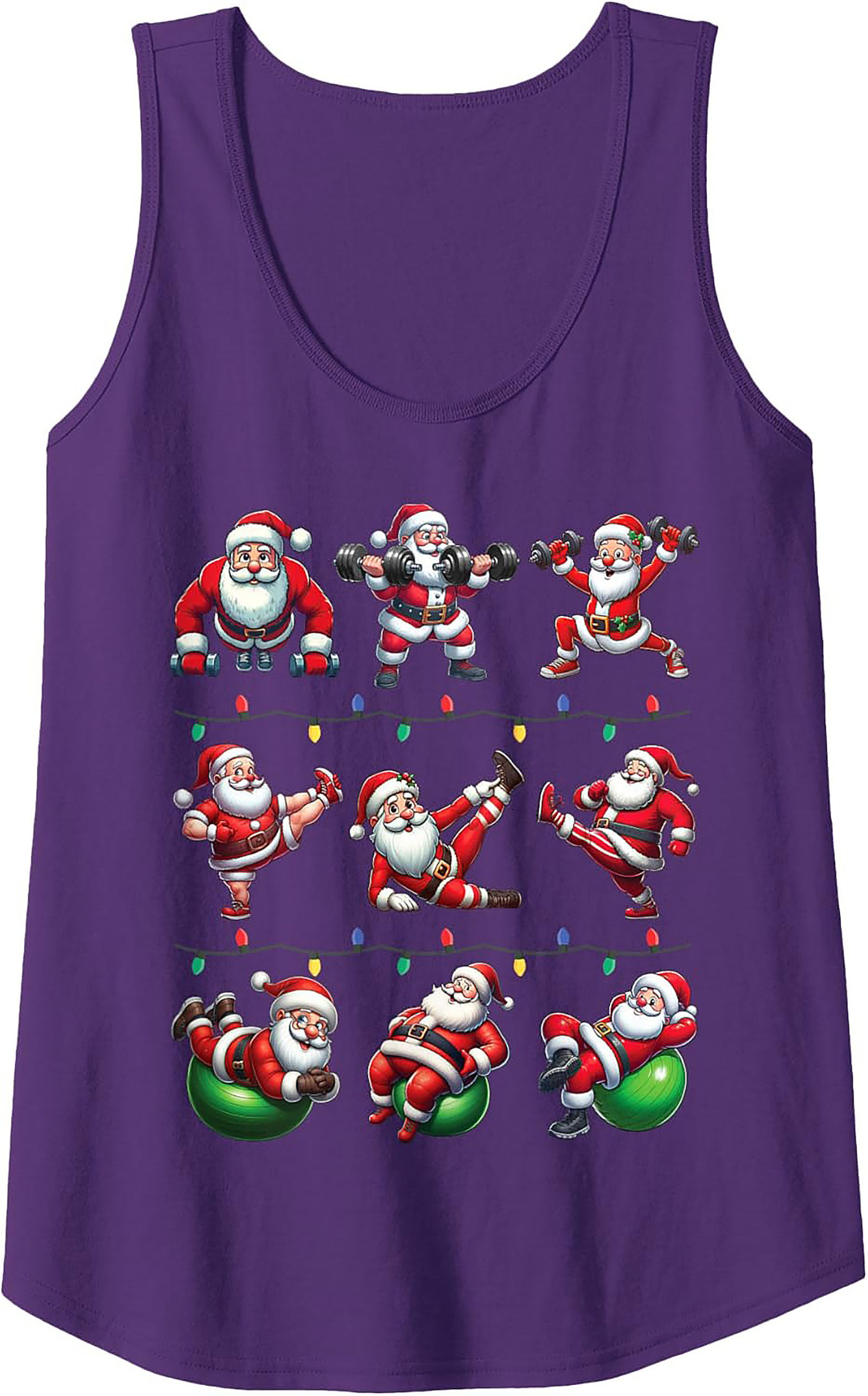 Gains Santa Workout Graphic Tank Top Christmas Shirt