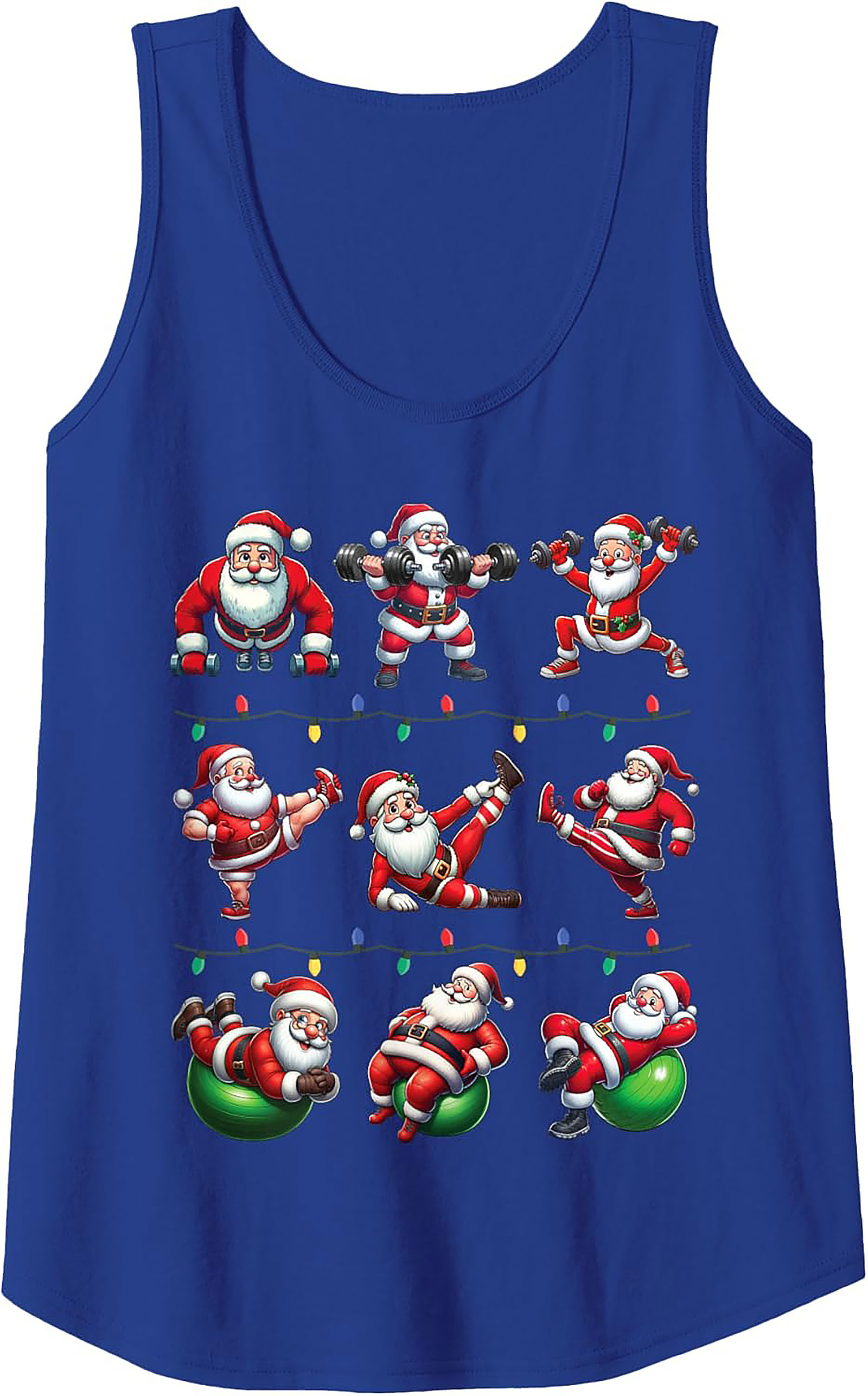 Gains Santa Workout Graphic Tank Top Christmas Shirt