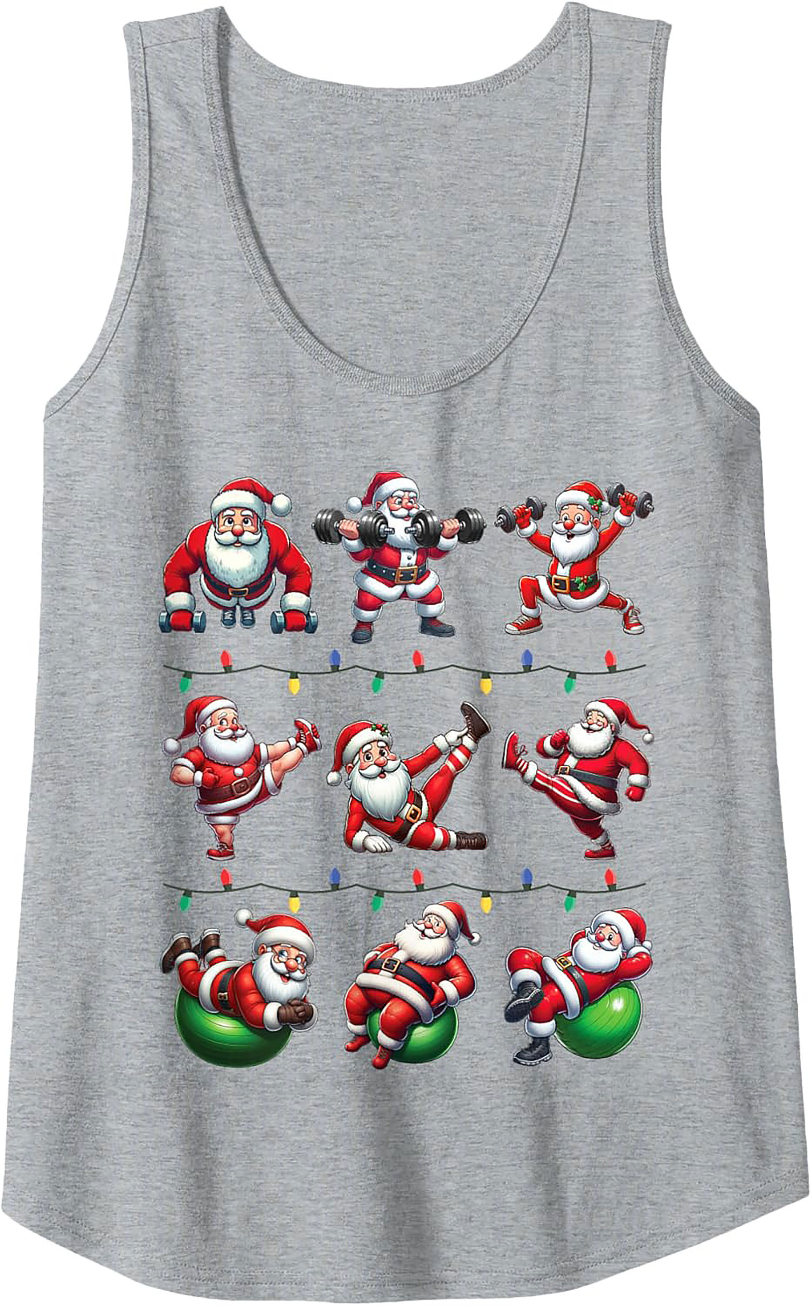 Gains Santa Workout Graphic Tank Top Christmas Shirt