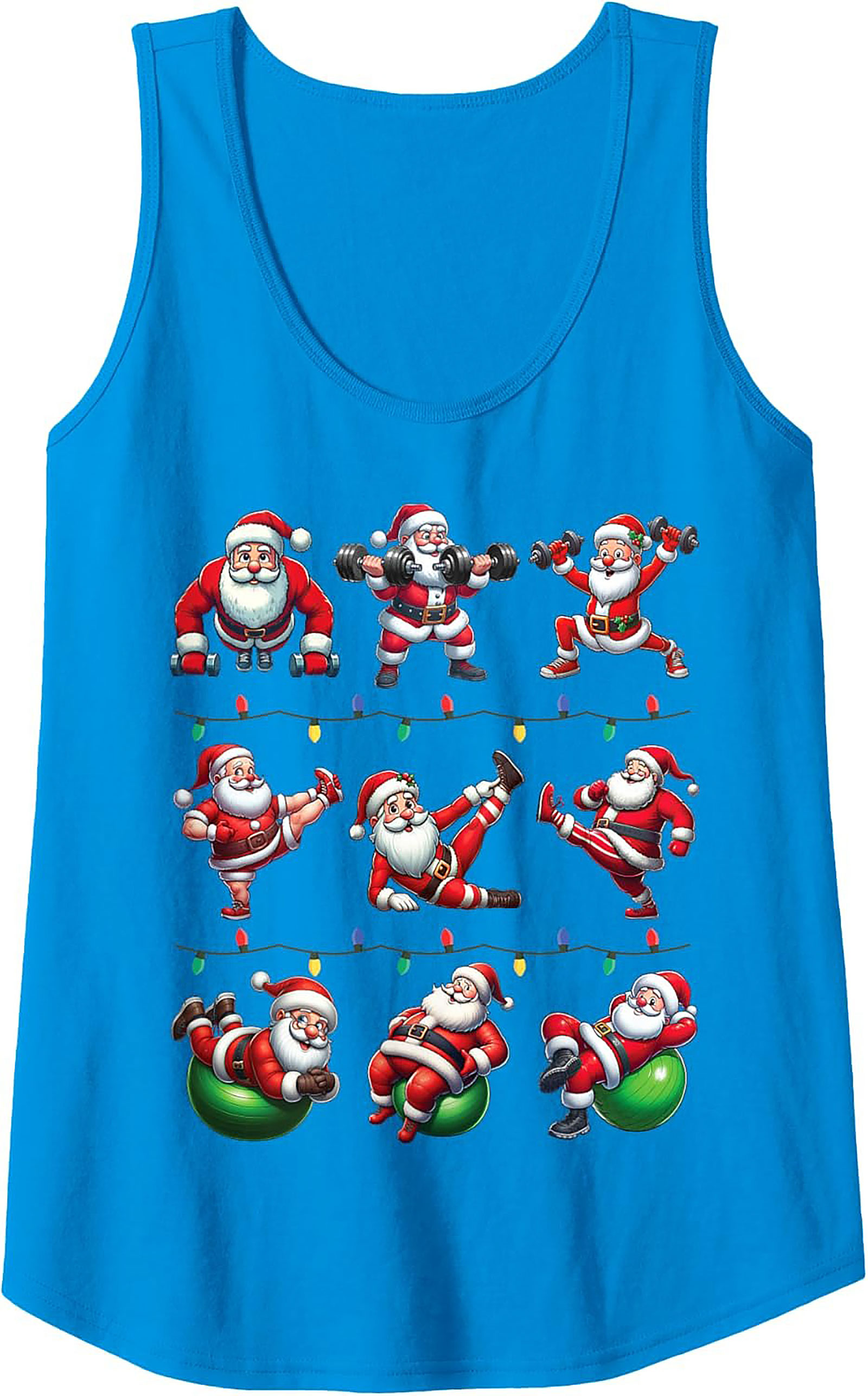 Gains Santa Workout Graphic Tank Top Christmas Shirt
