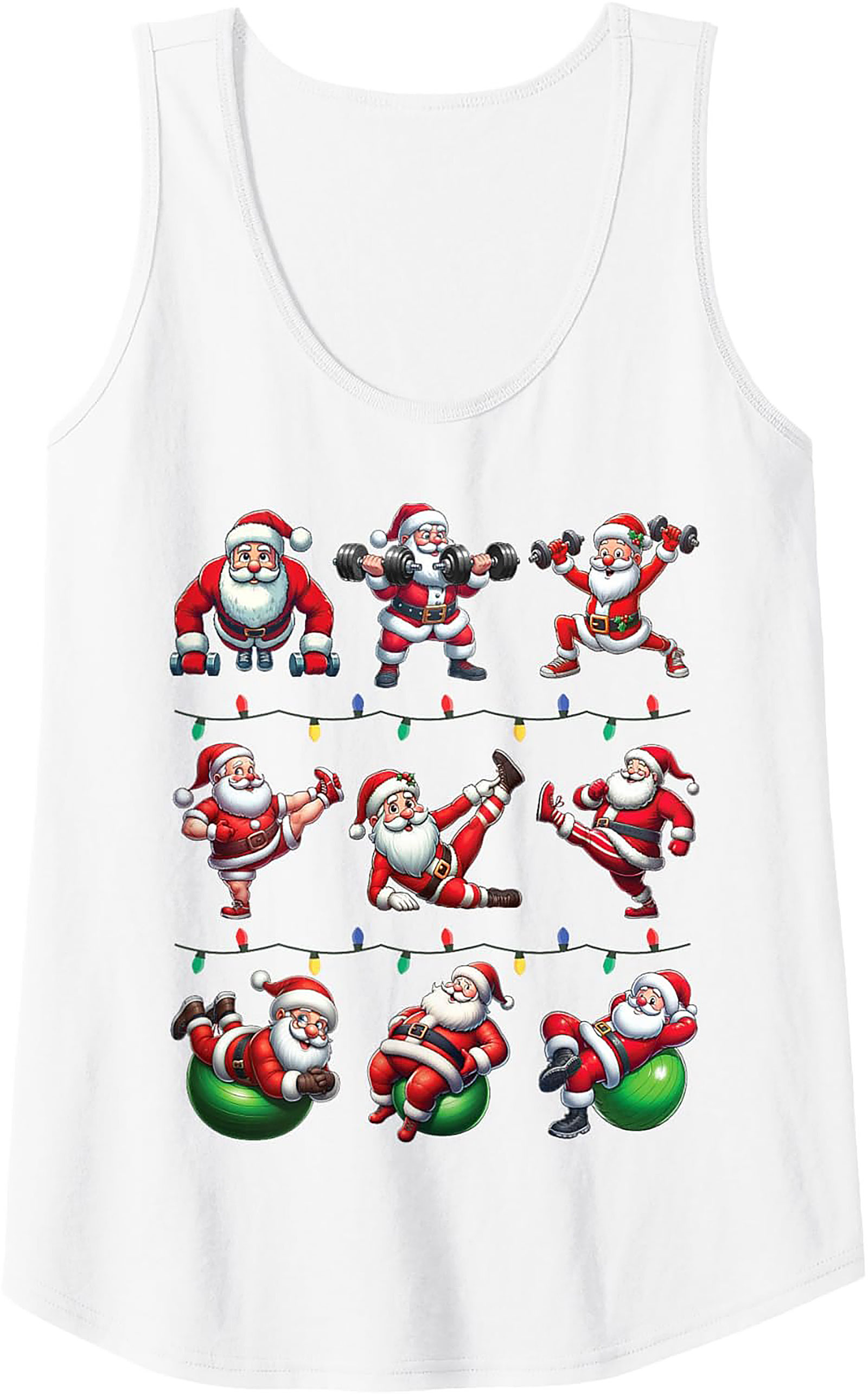Gains Santa Workout Graphic Tank Top Christmas Shirt