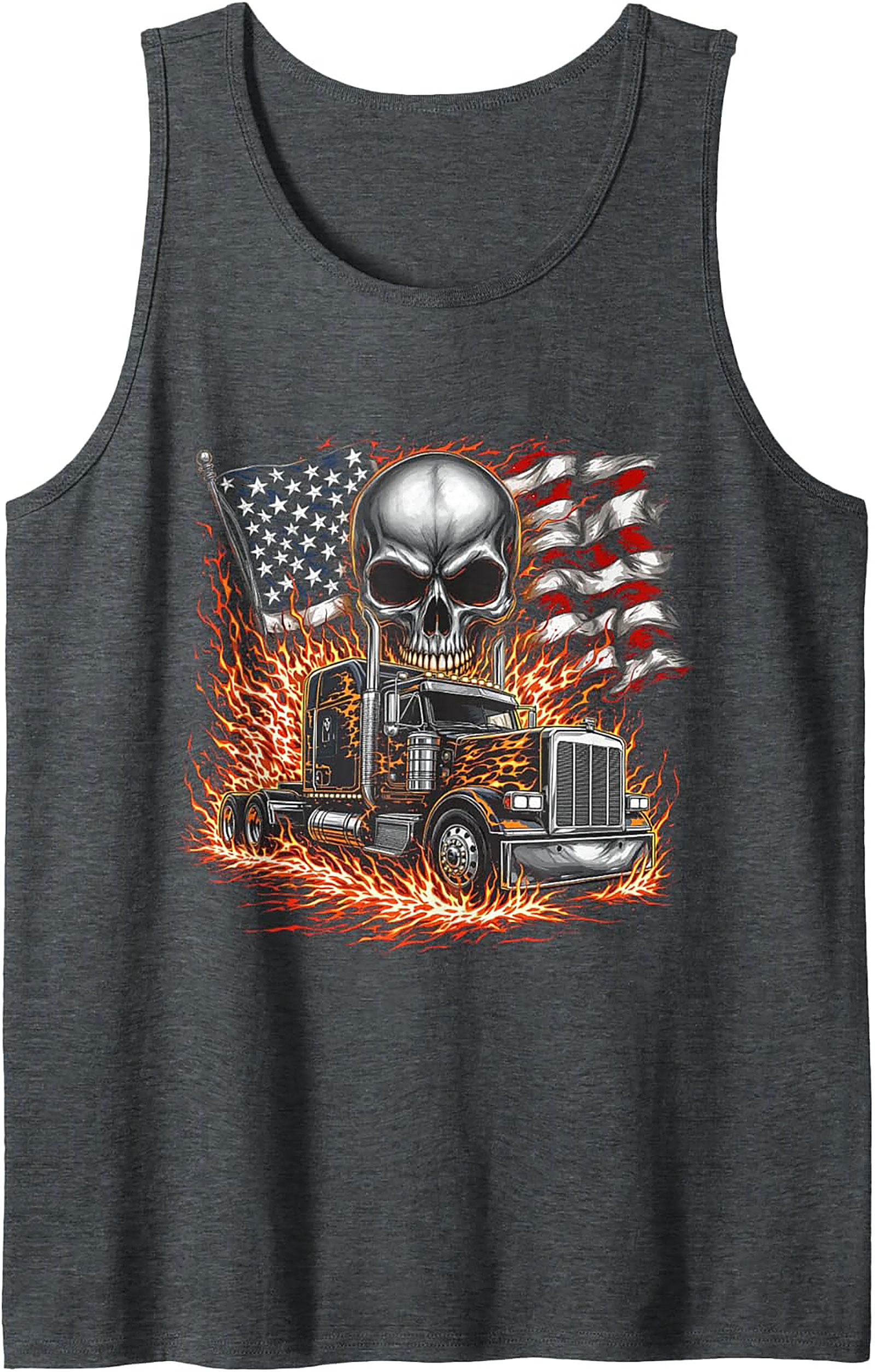 Fire & Freedom Trucker Skull Graphic Tank Top
