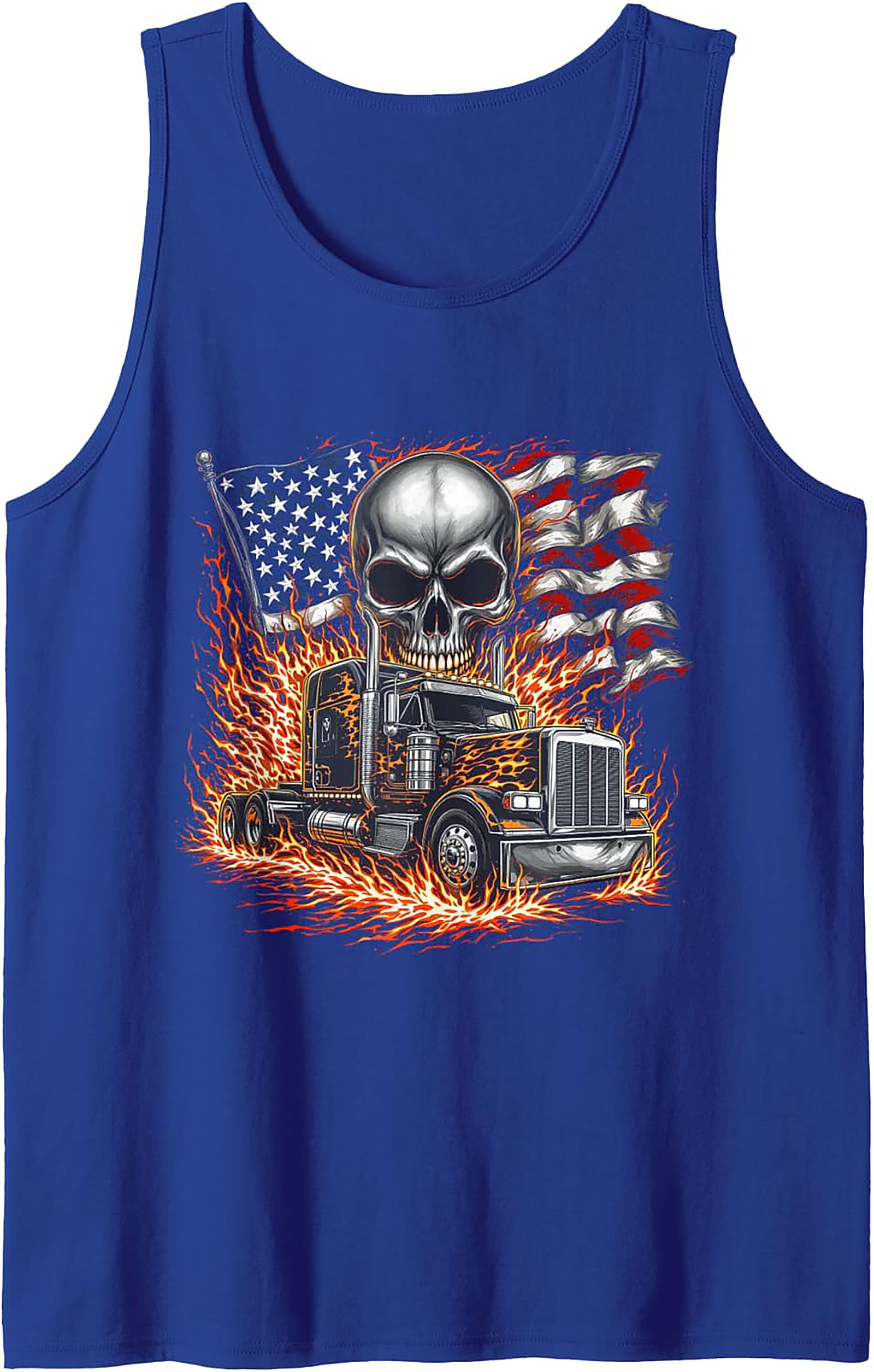 Fire & Freedom Trucker Skull Graphic Tank Top