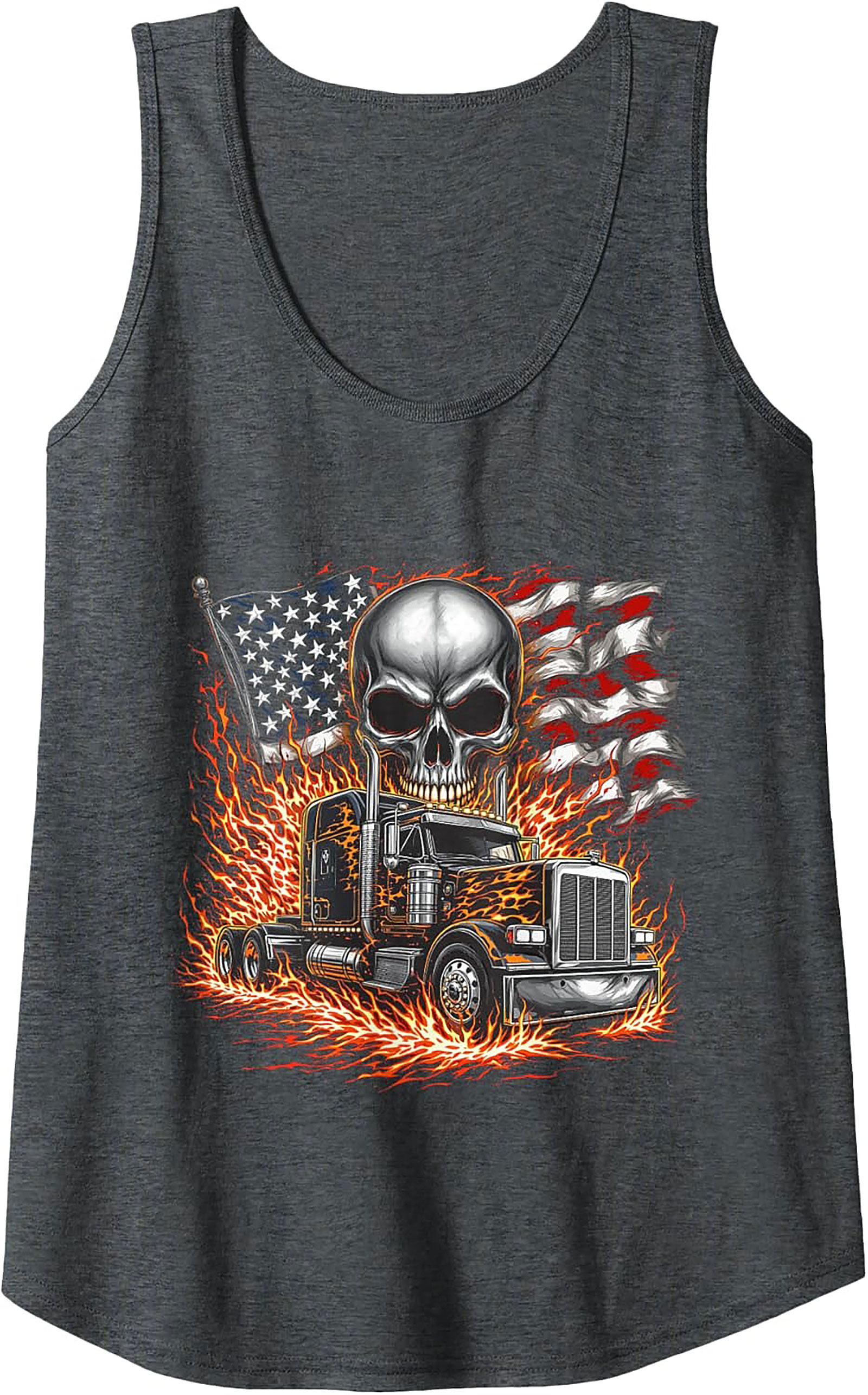 Fire & Freedom Trucker Skull Graphic Tank Top