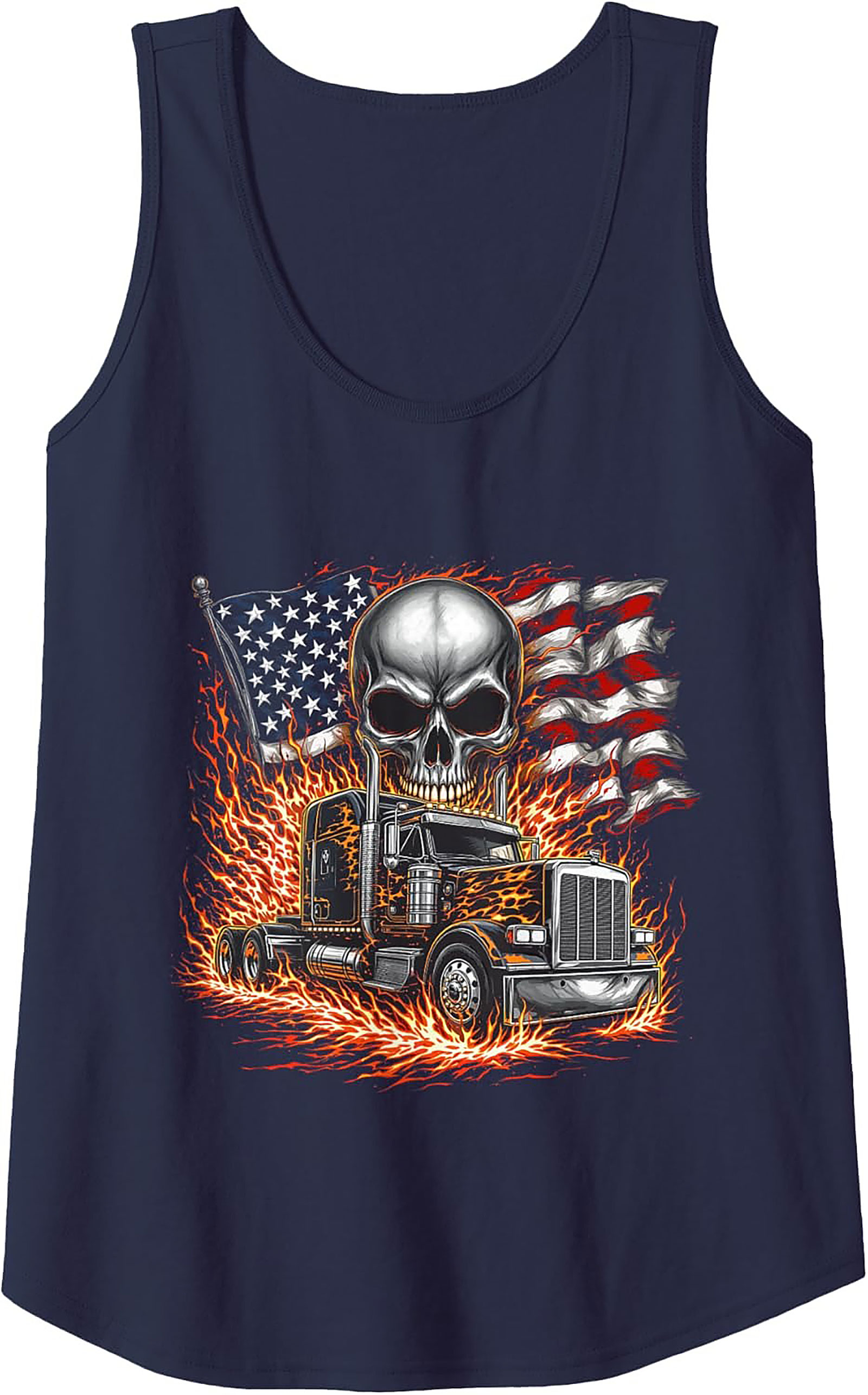 Fire & Freedom Trucker Skull Graphic Tank Top