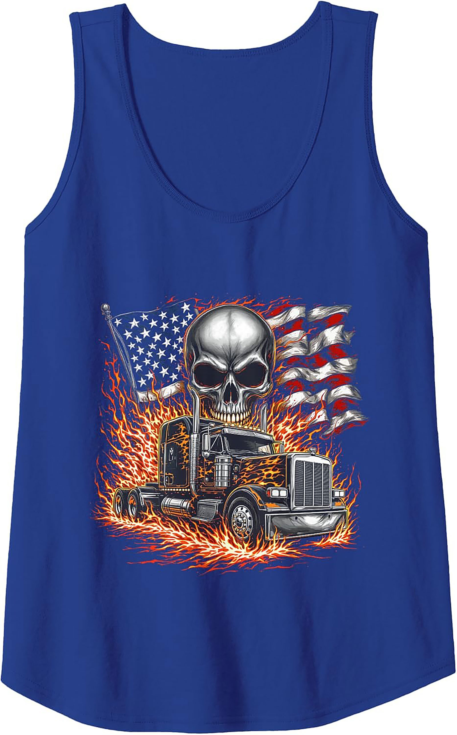 Fire & Freedom Trucker Skull Graphic Tank Top
