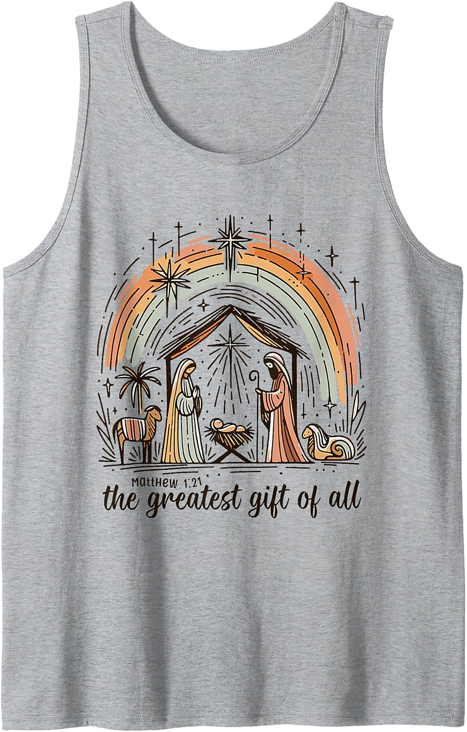Boho Nativity Scene Graphic Tank Christian Sleeveless Shirt