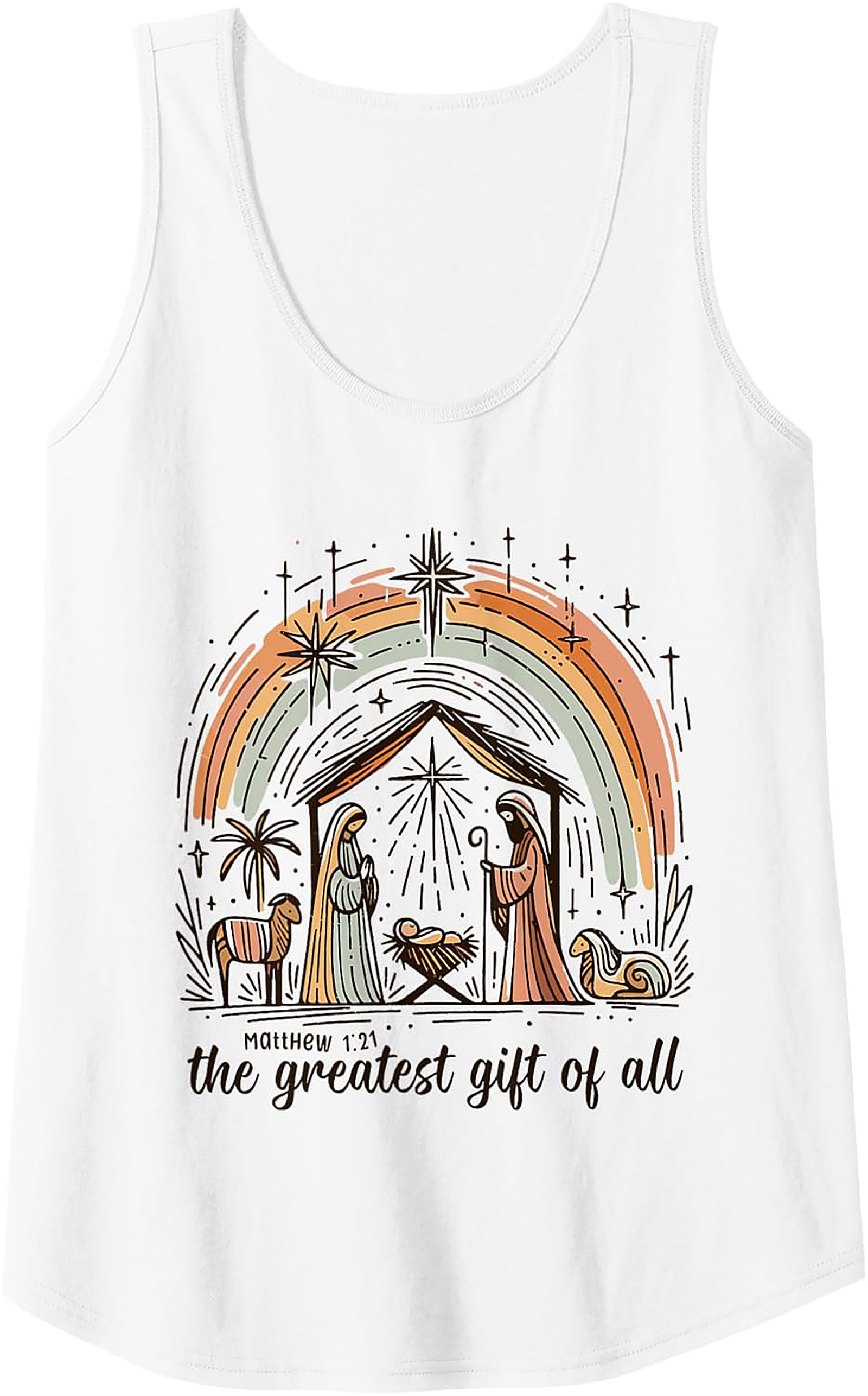 Boho Nativity Scene Graphic Tank Christian Sleeveless Shirt