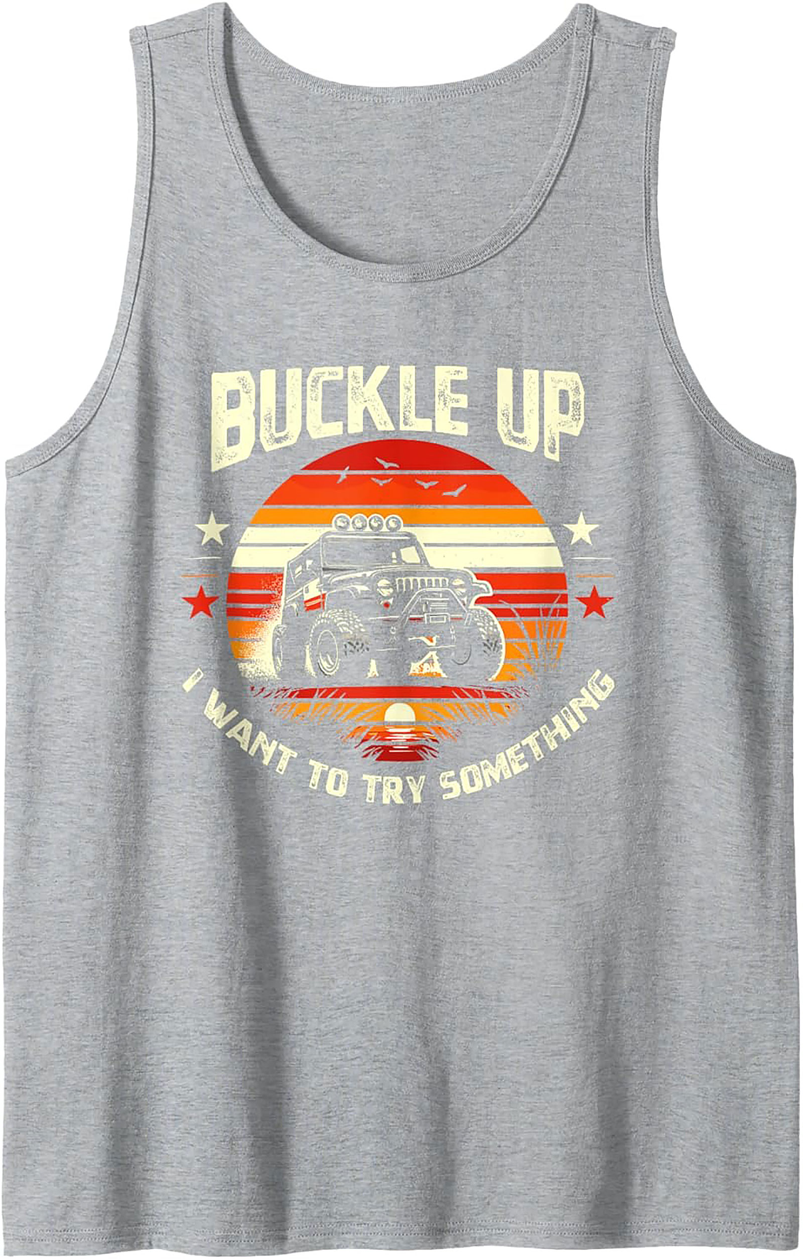 Buckle Up Off-Road Graphic Tank – Adventure 4x4 Sleeveless Shirt