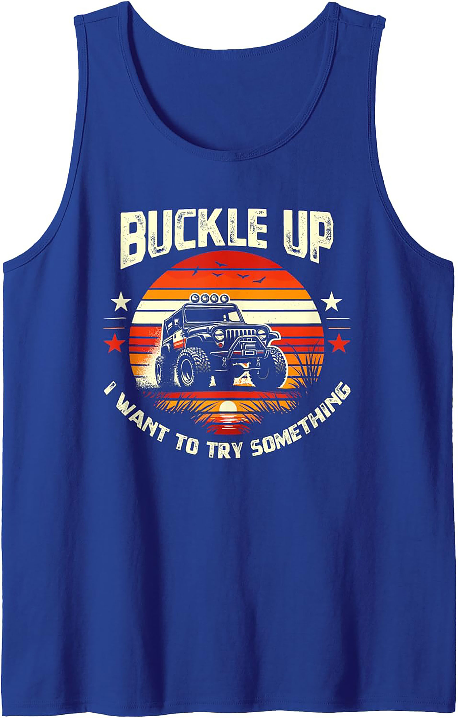 Buckle Up Off-Road Graphic Tank – Adventure 4x4 Sleeveless Shirt