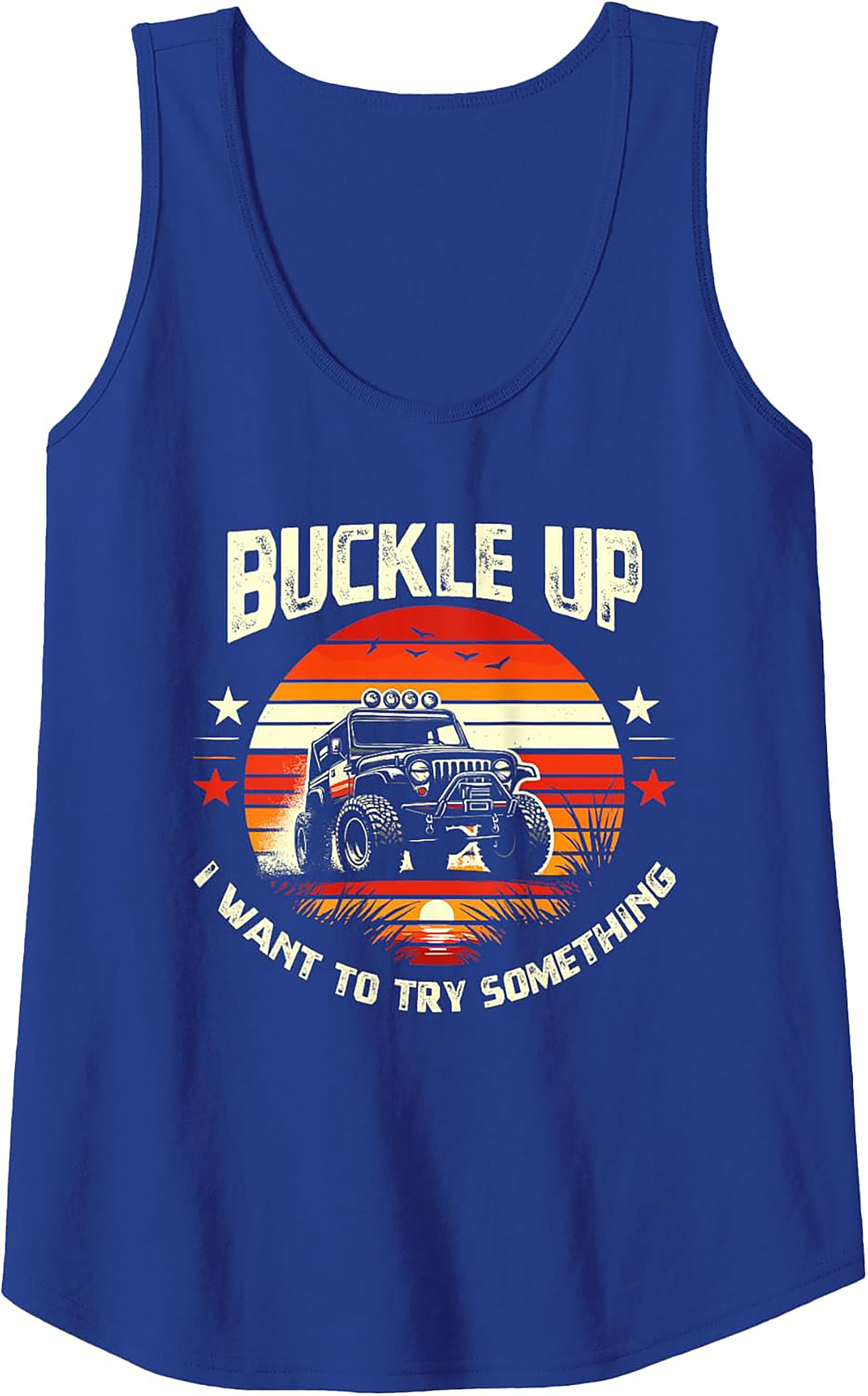 Buckle Up Off-Road Graphic Tank – Adventure 4x4 Sleeveless Shirt