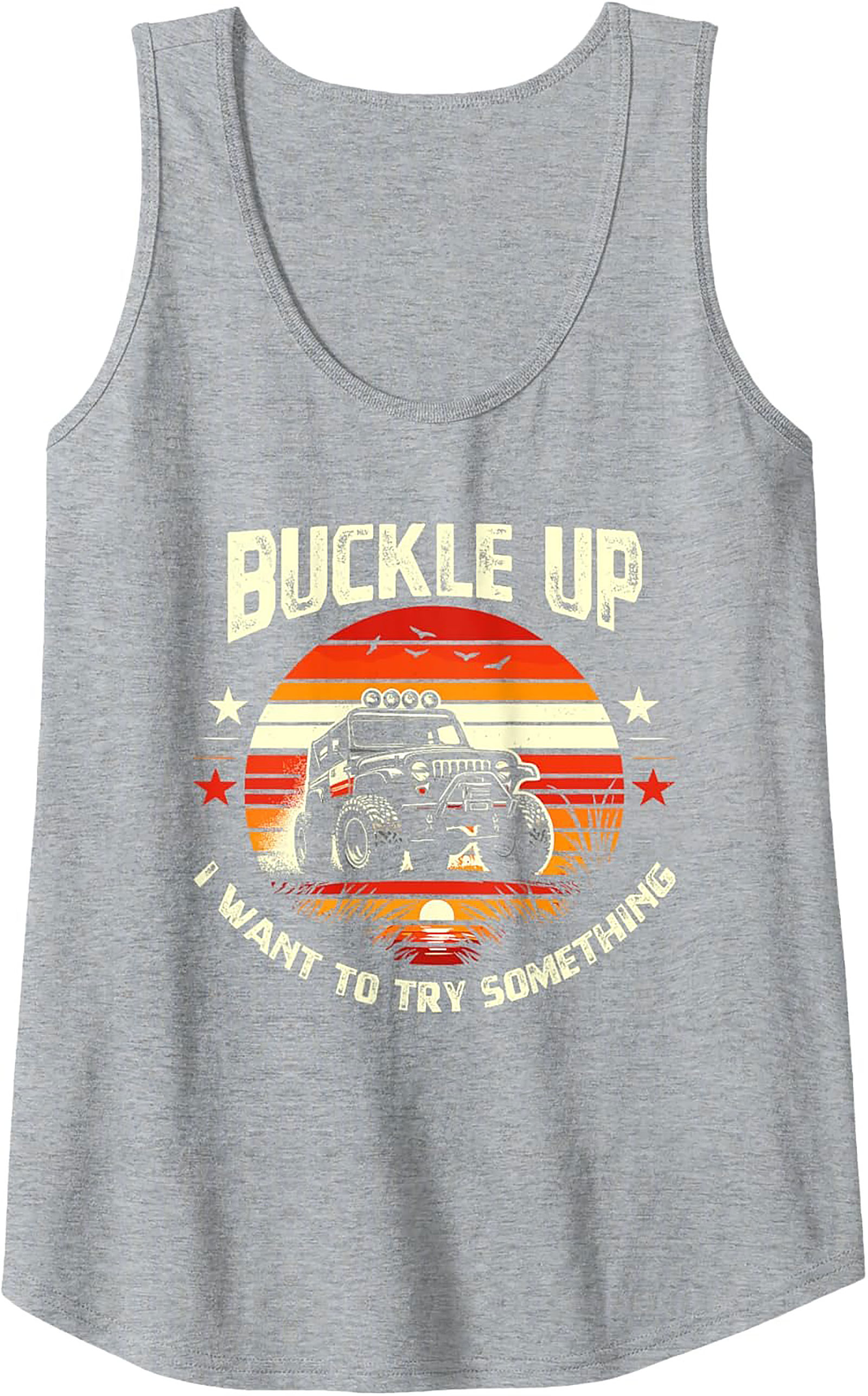 Buckle Up Off-Road Graphic Tank – Adventure 4x4 Sleeveless Shirt