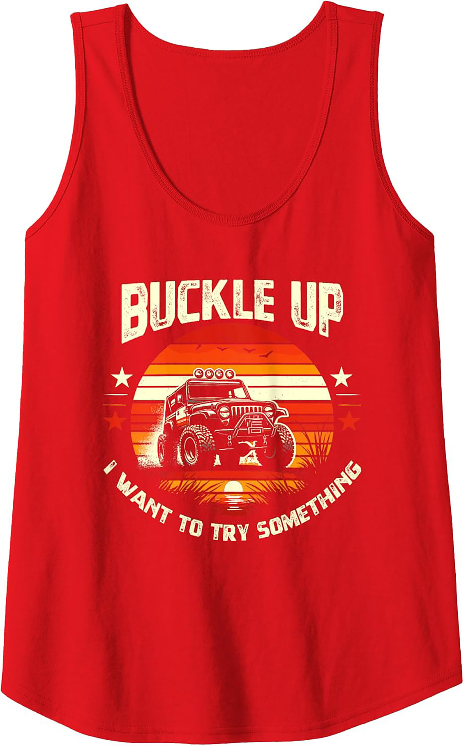 Buckle Up Off-Road Graphic Tank – Adventure 4x4 Sleeveless Shirt