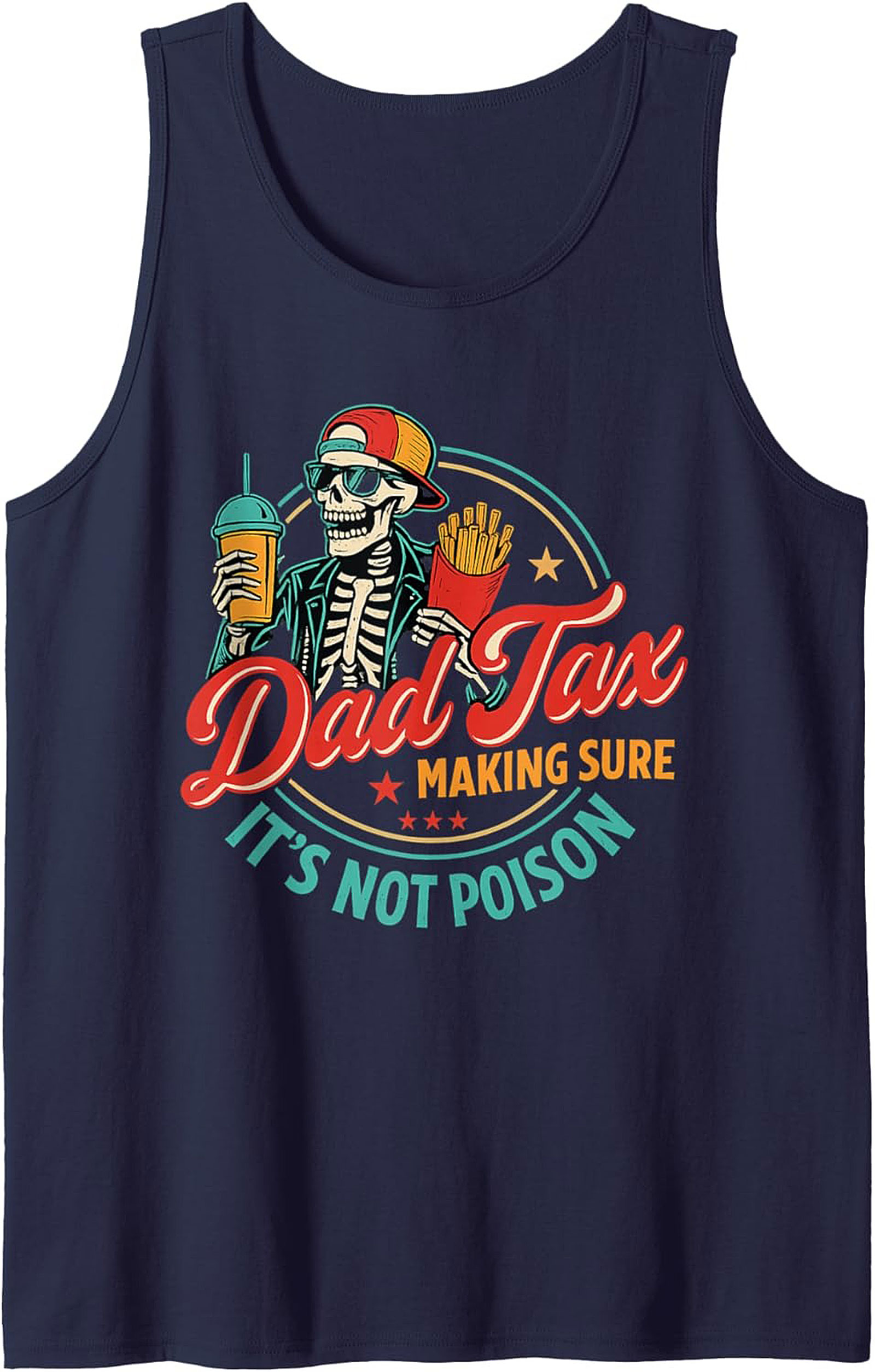 Dad Tax Graphic Tank - Funny Skeleton Sleeveless Shirt