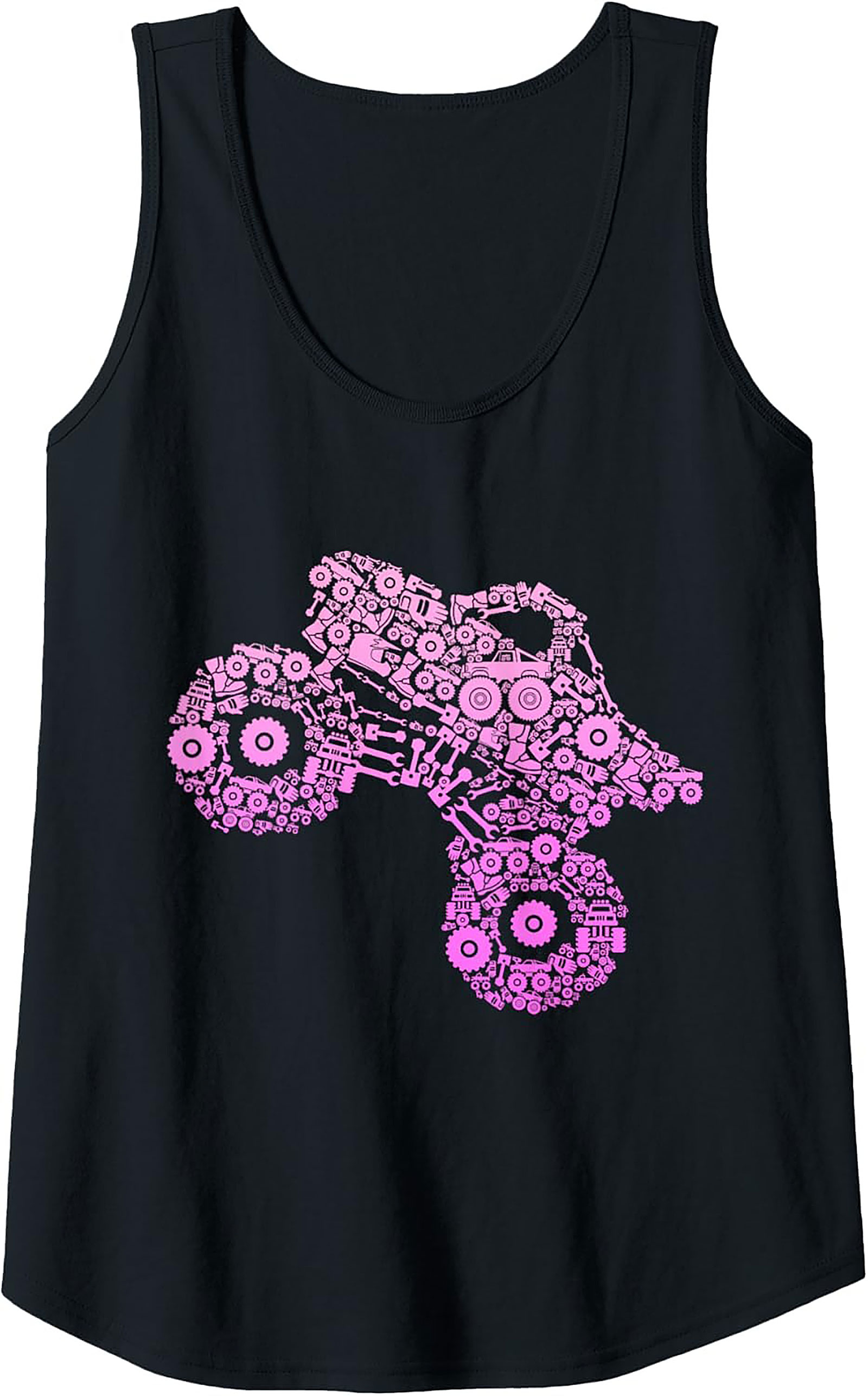 Pink Monster Truck Gearhead Graphic Tank Top