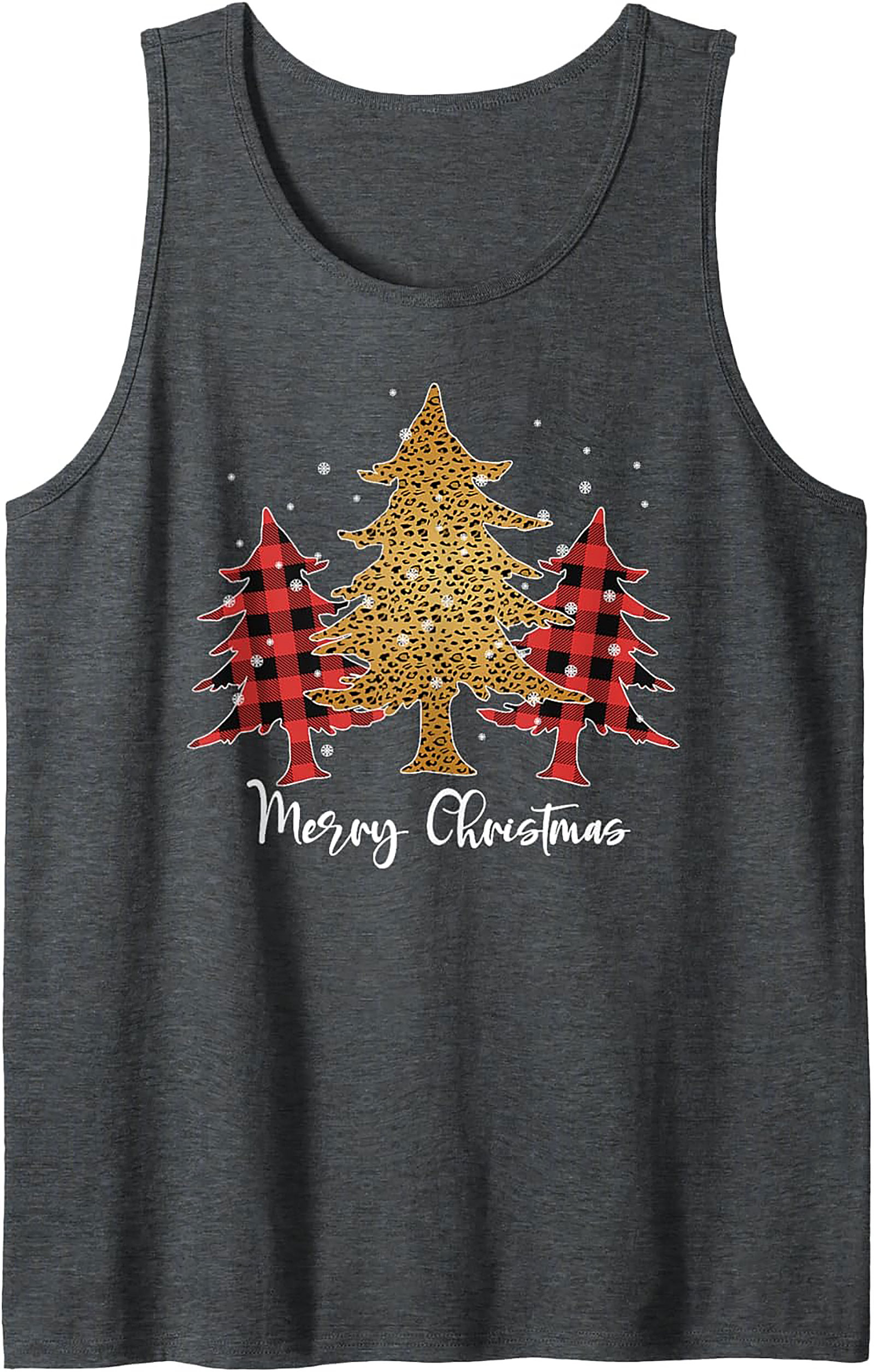  Leopard Plaid Christmas Tank Top Unisex Graphic Tank