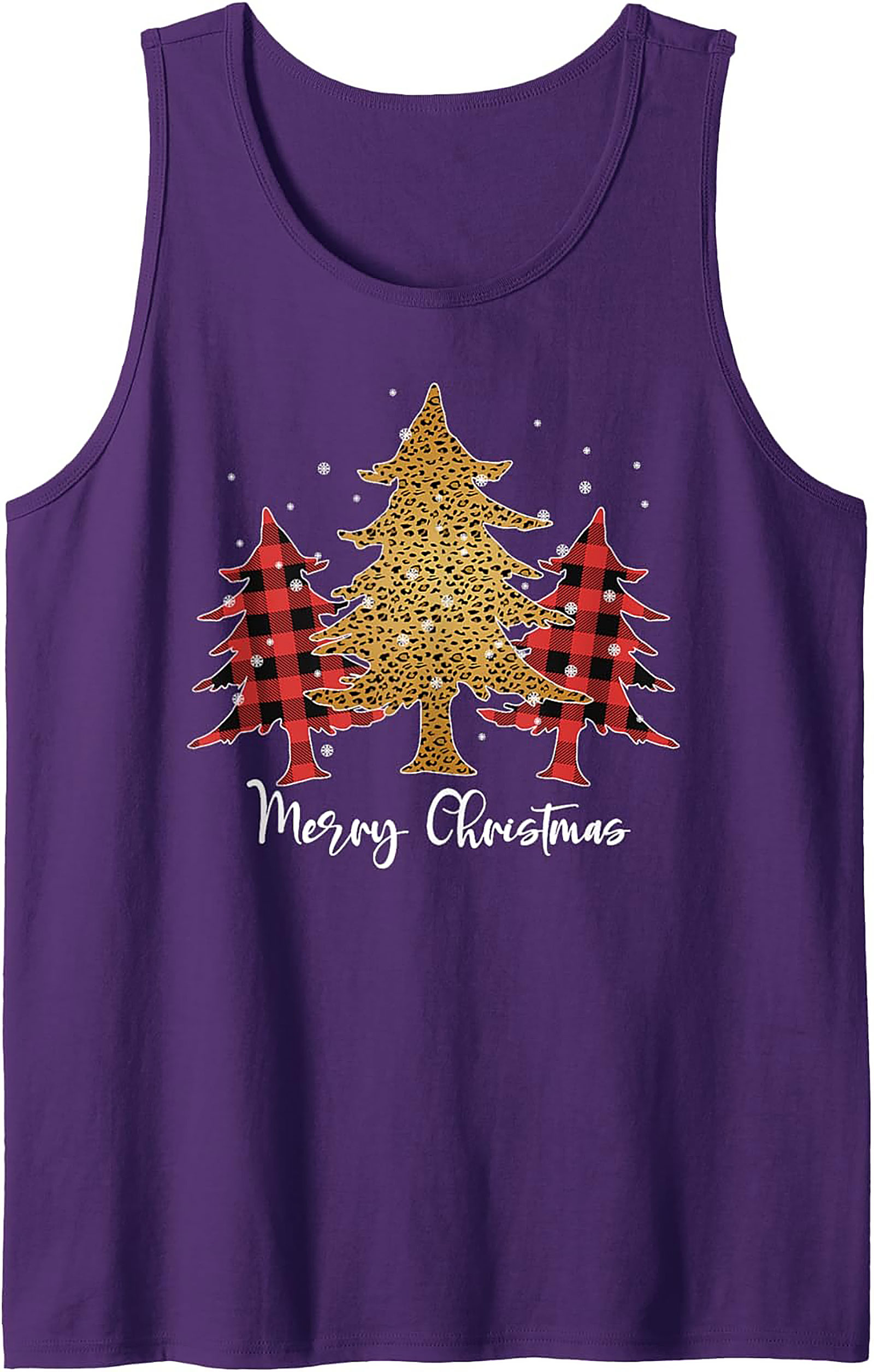  Leopard Plaid Christmas Tank Top Unisex Graphic Tank