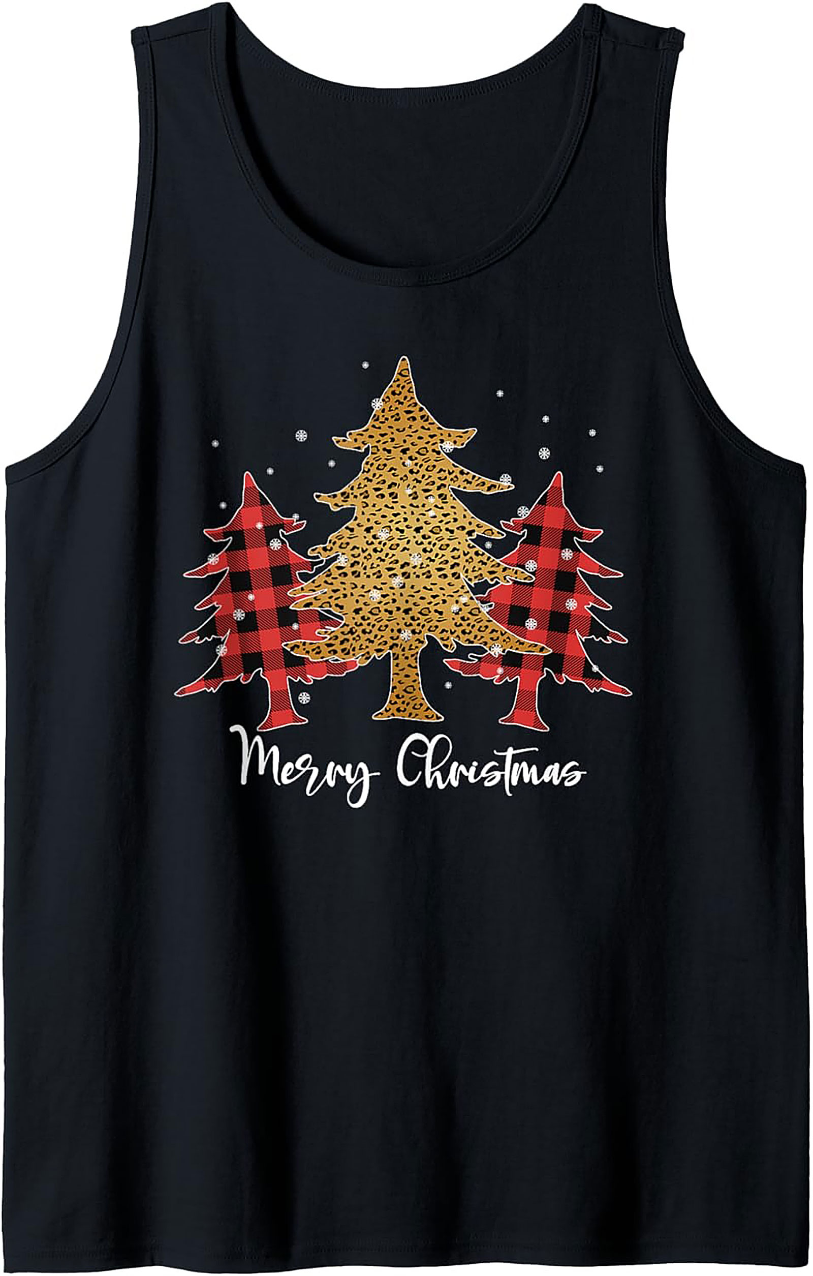 Leopard Plaid Christmas Tank Top Unisex Graphic Tank