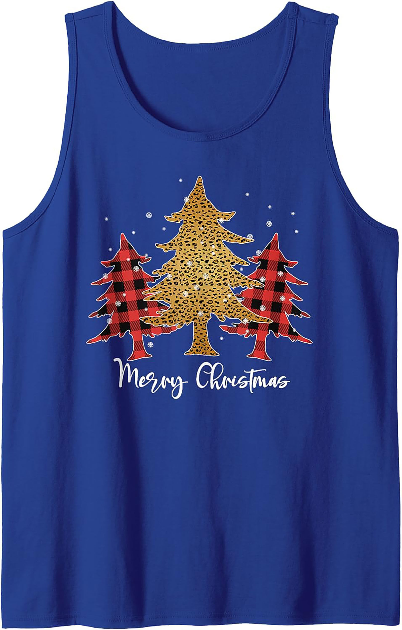  Leopard Plaid Christmas Tank Top Unisex Graphic Tank